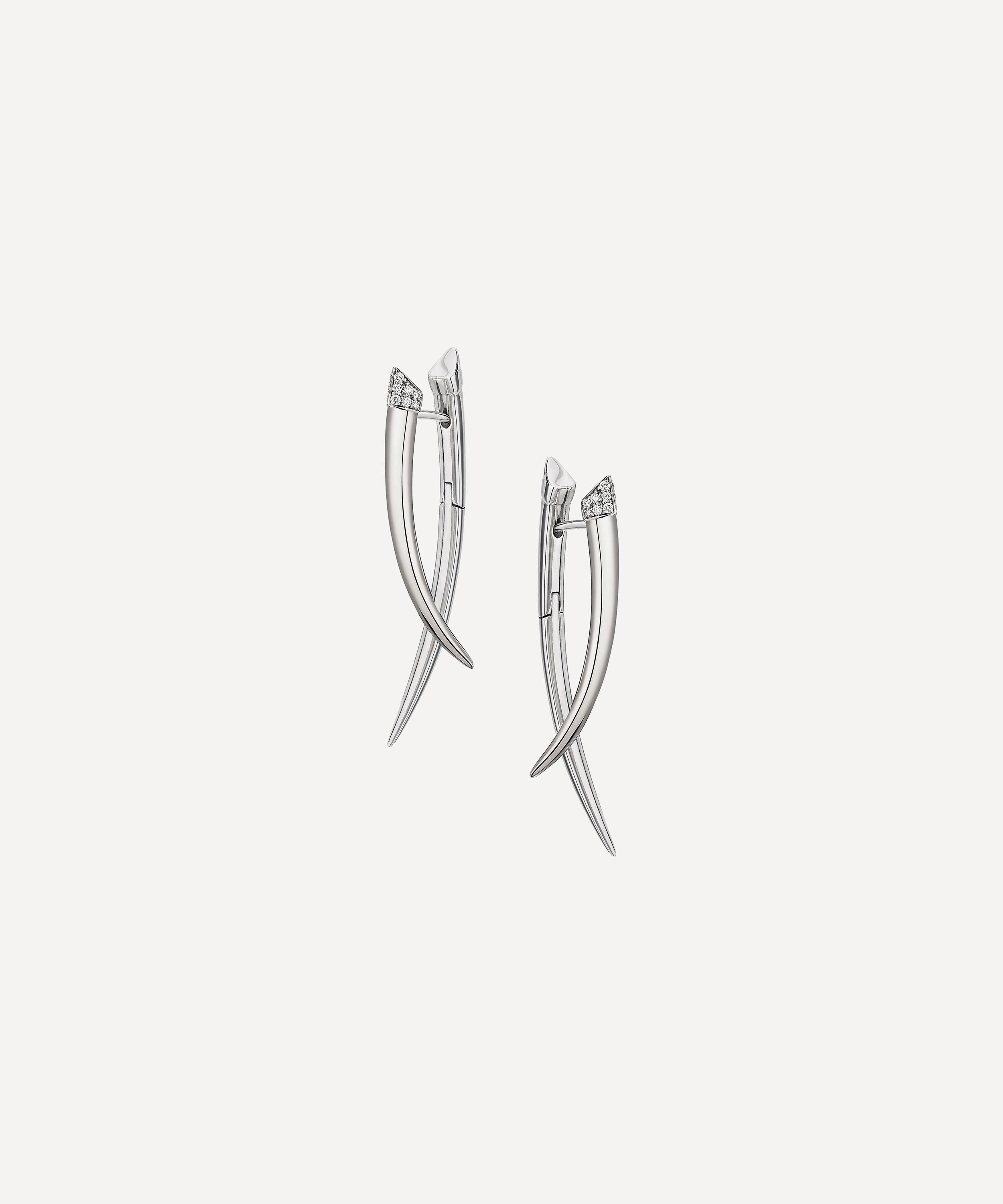 SHAUN LEANE SILVER AND DIAMOND CROSSOVER TUSK EARRINGS,000602777