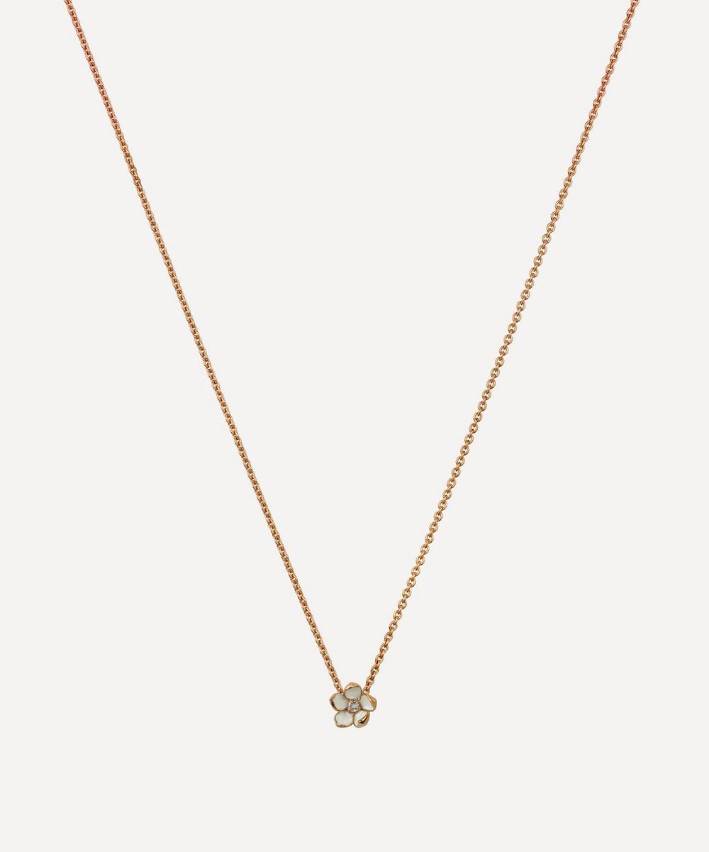 SHAUN LEANE ROSE GOLD PLATED VERMEIL SILVER AND DIAMOND CHERRY BLOSSOM PENDANT NECKLACE,000602779