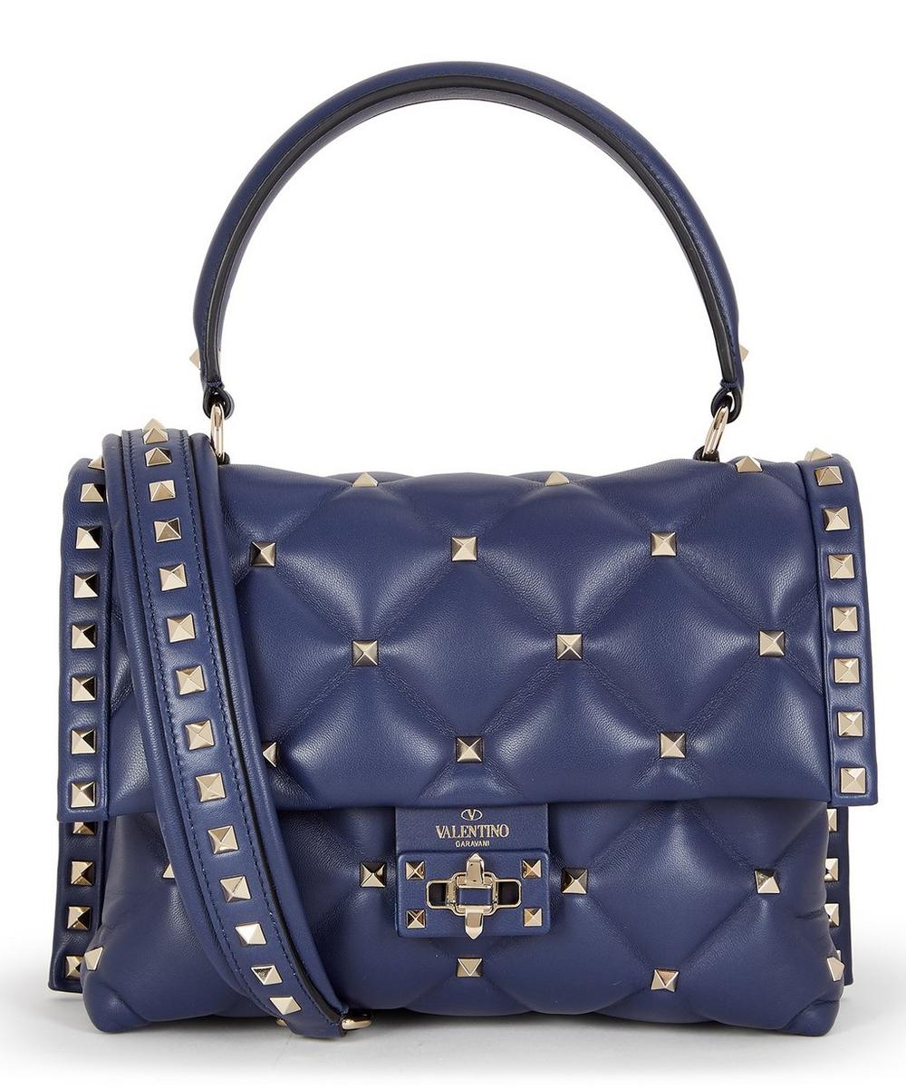 VALENTINO MEDIUM CANDYSTUD TOP HANDLE QUILTED LEATHER BAG