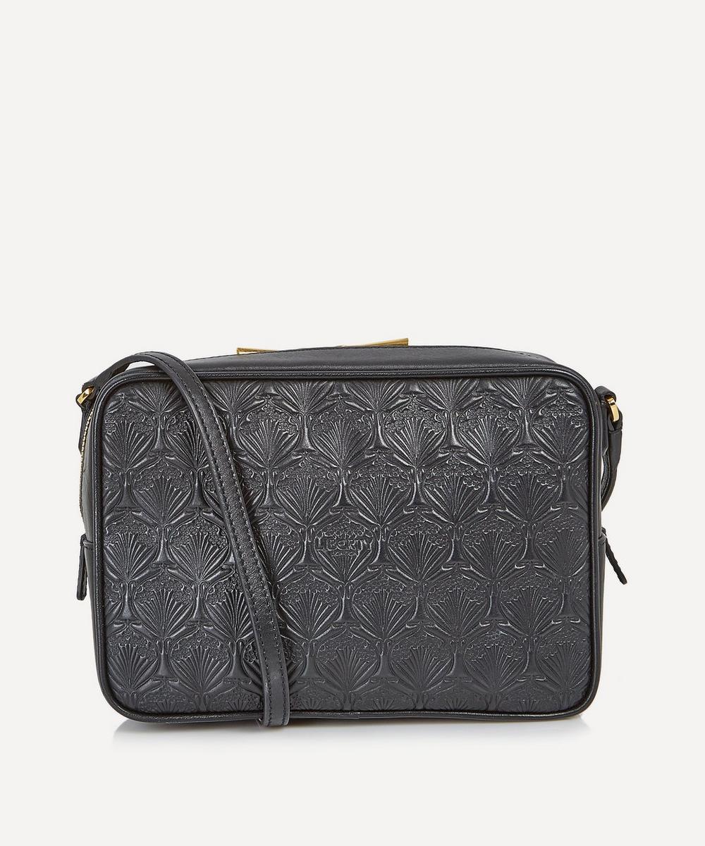 Liberty London Iphis Embossed Leather Maddox Cross Body Bag In Black