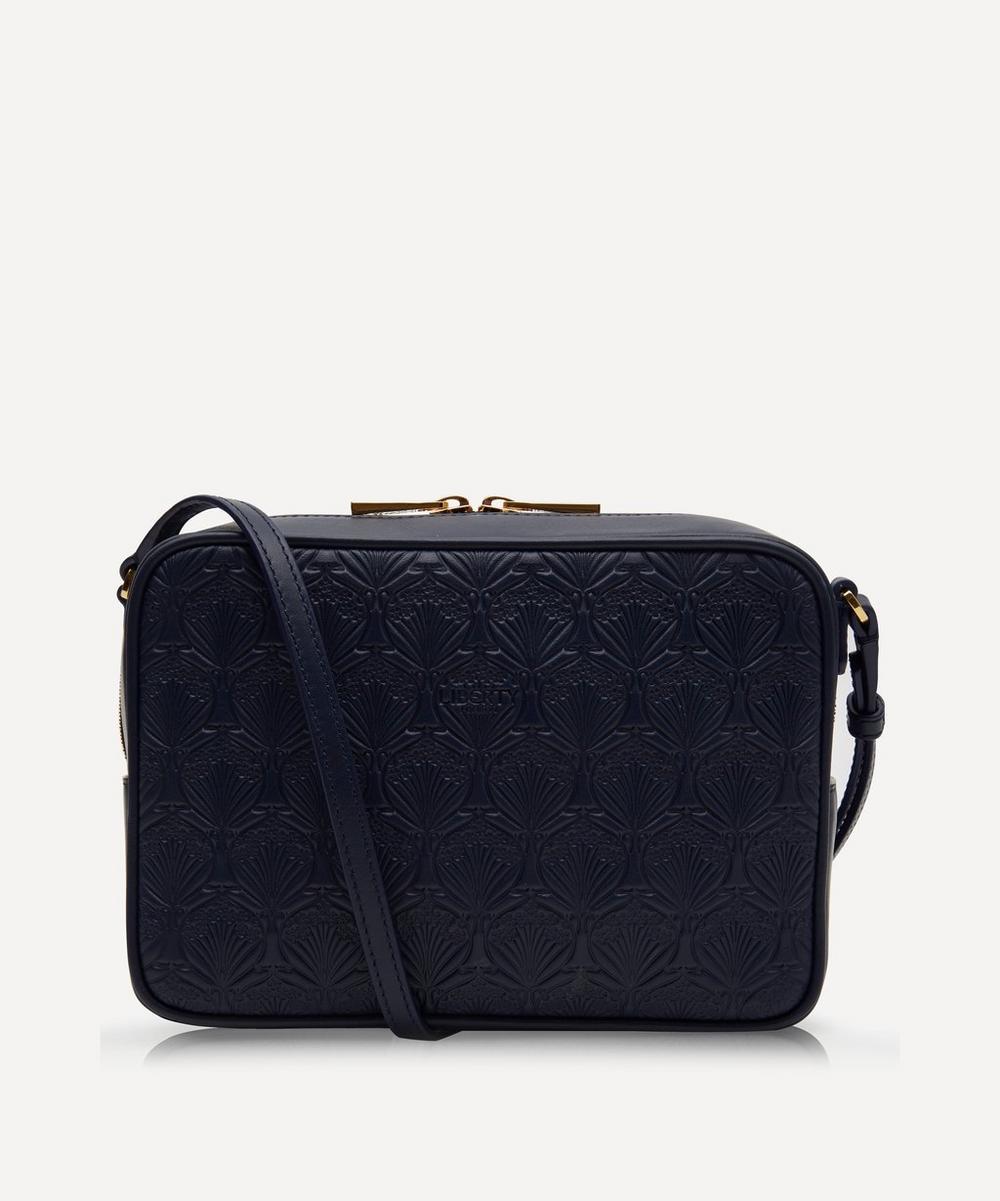 Liberty London Iphis Embossed Leather Maddox Cross Body Bag In Navy