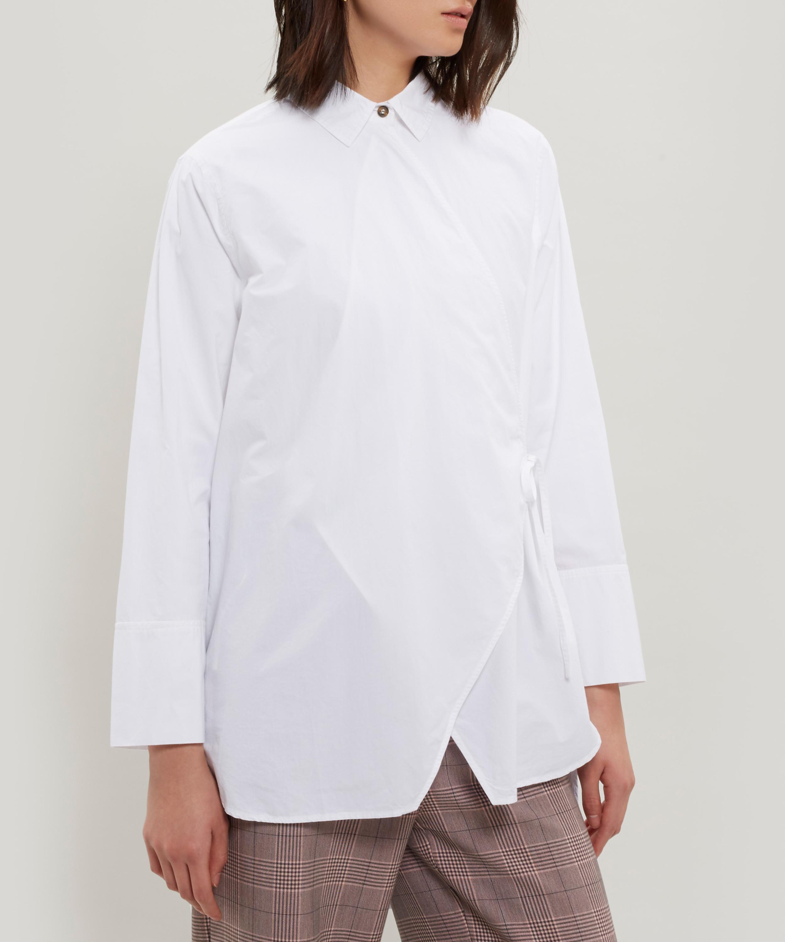 Ganni Olayan Wrap Shirt In White