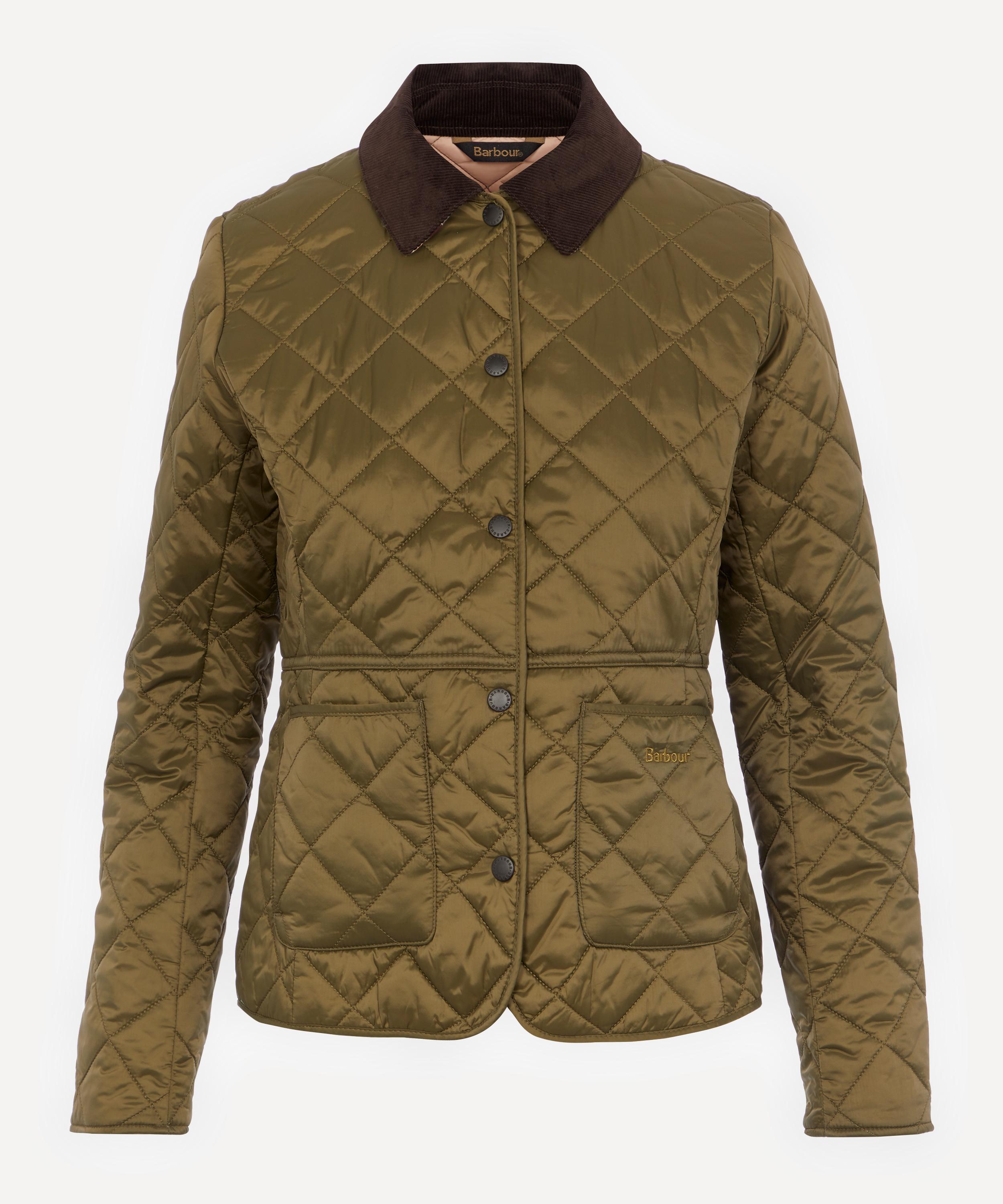 Barbour Quilted Jacket Corduroy Collar In Olive