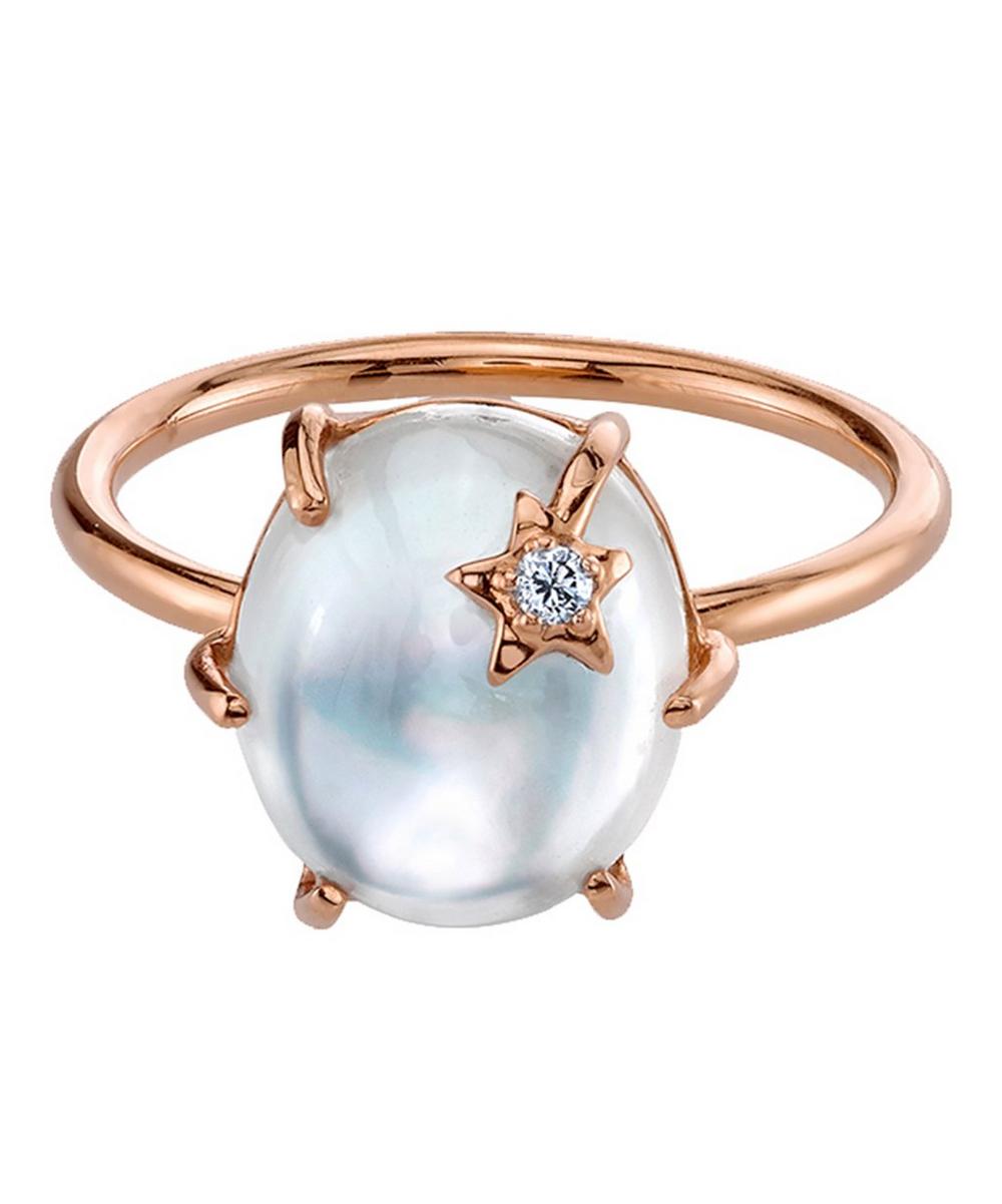 Andrea Fohrman Rose Gold Mini Mother-of-pearl And White Quartz Galaxy Star Ring