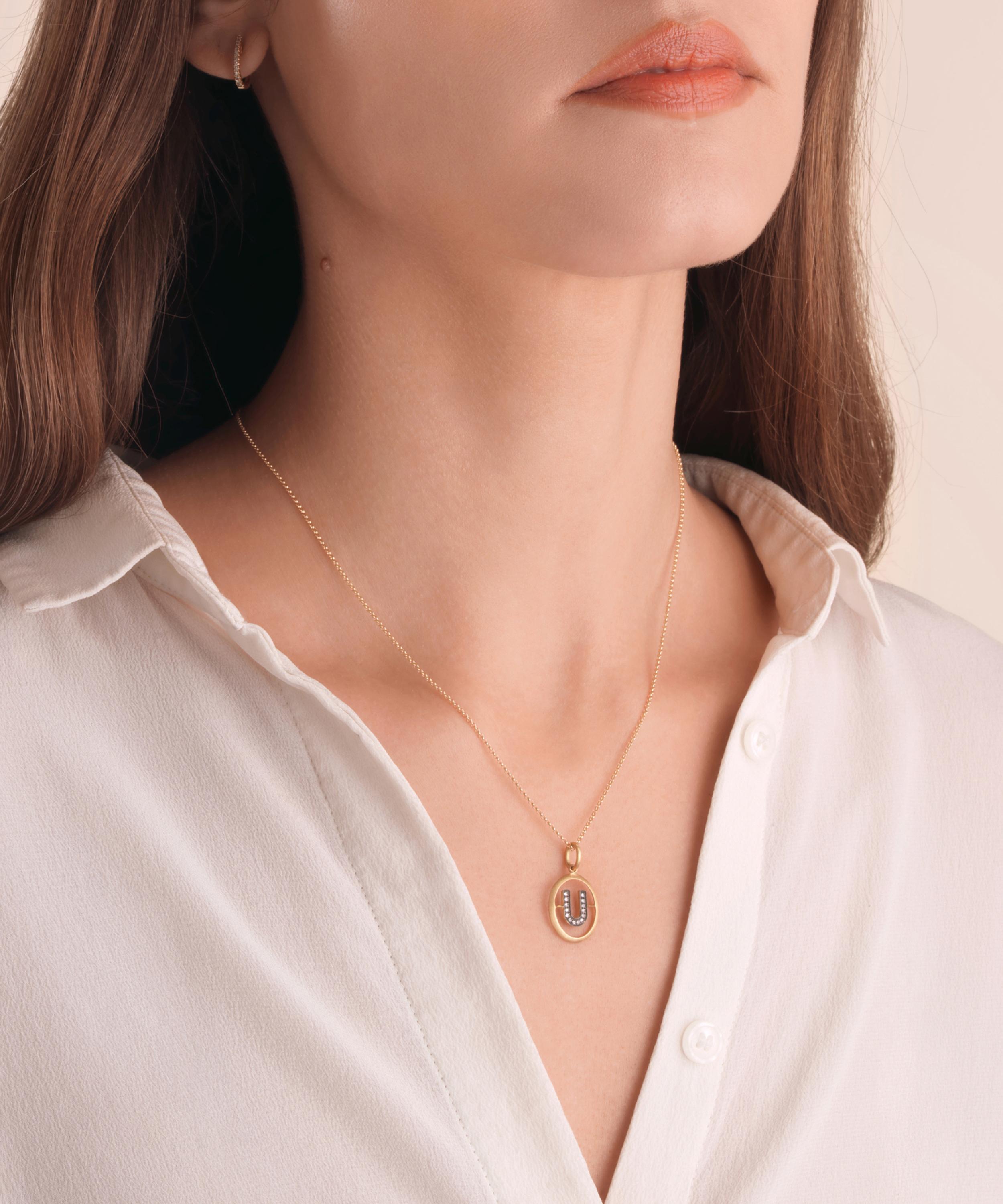 Annoushka 18ct Gold U Diamond Initial Pendant In Gold