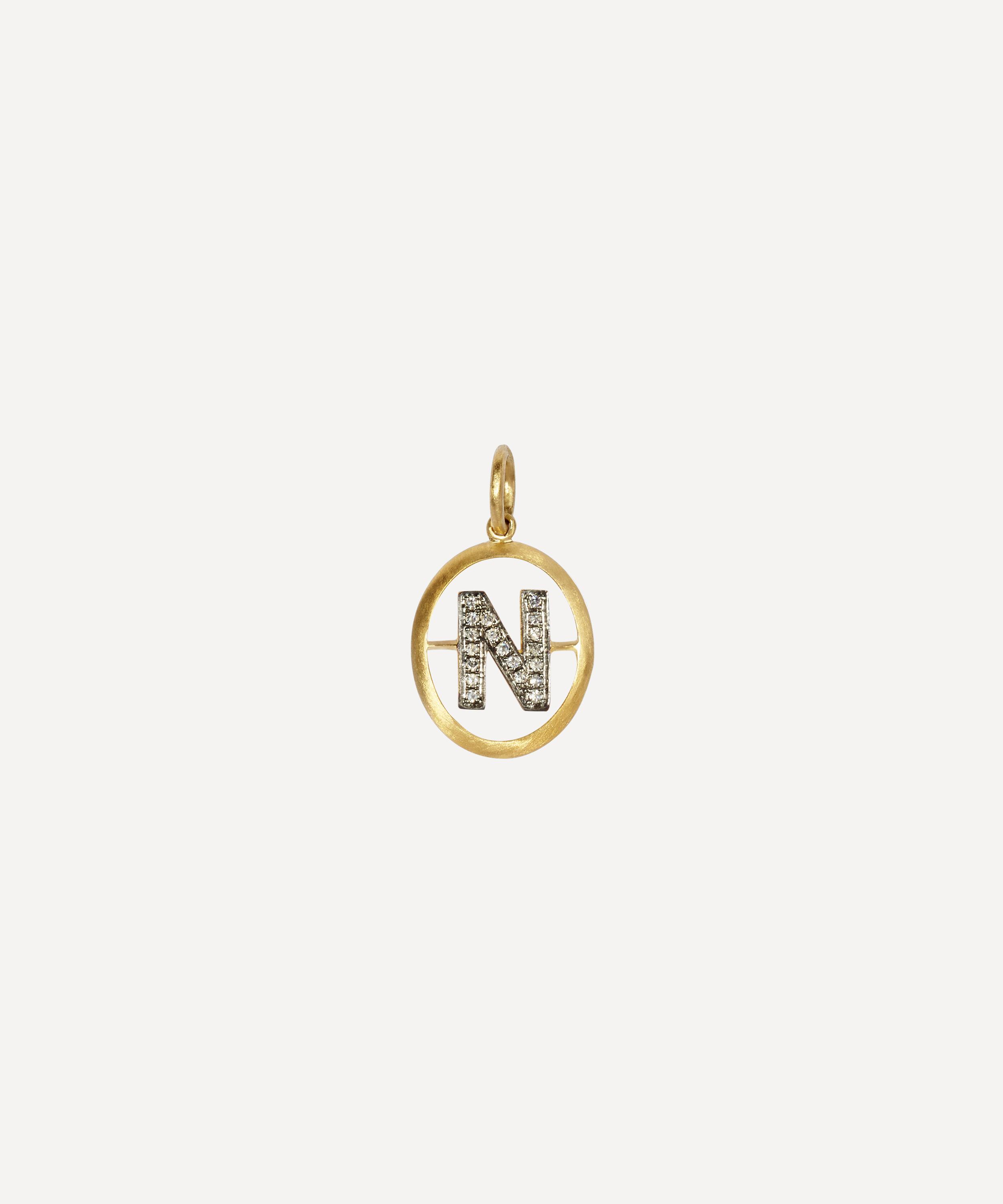 Annoushka Yellow Gold And Diamond Initial N Pendant In Gold