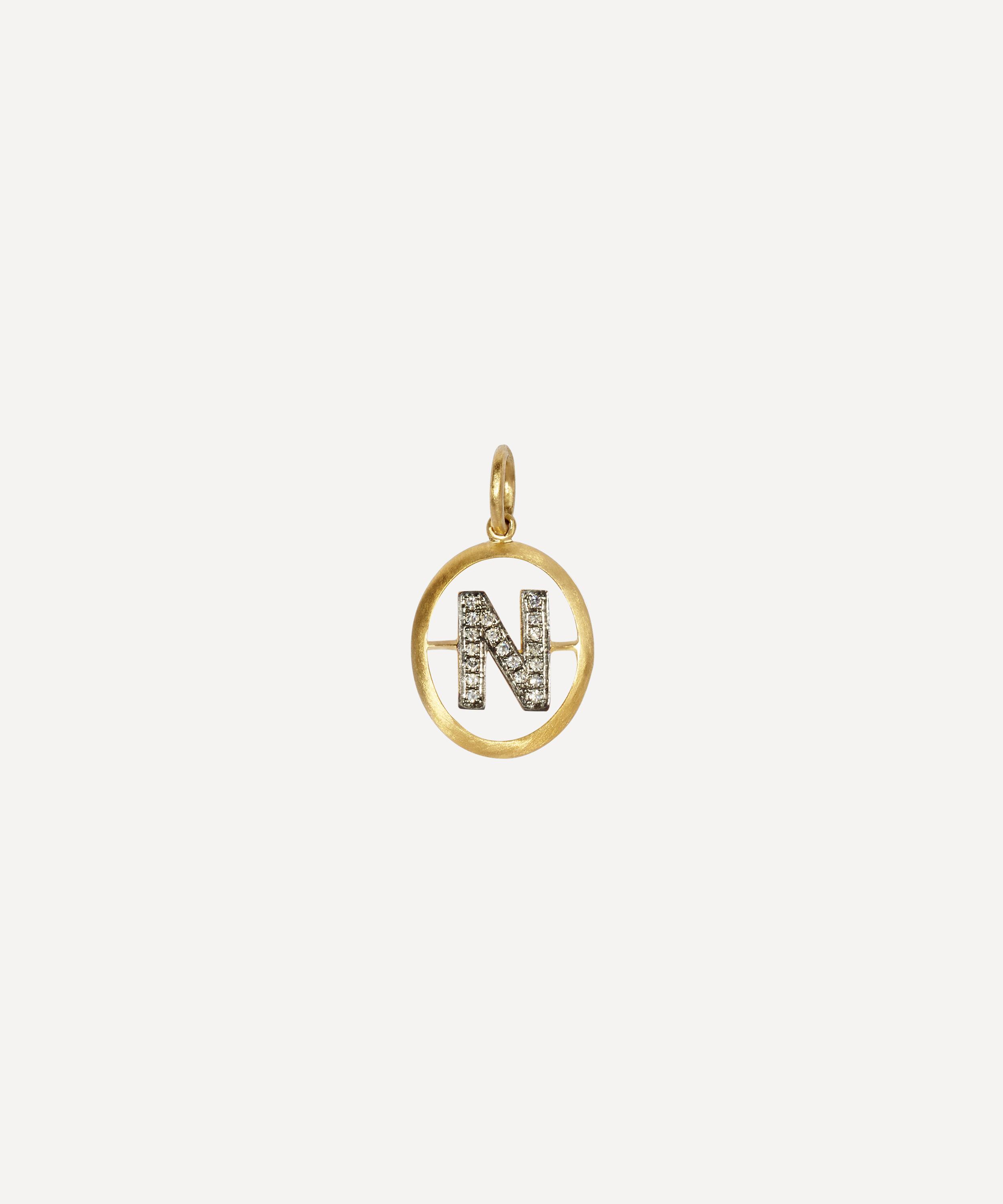 ANNOUSHKA 18CT GOLD N DIAMOND INITIAL PENDANT,000608005