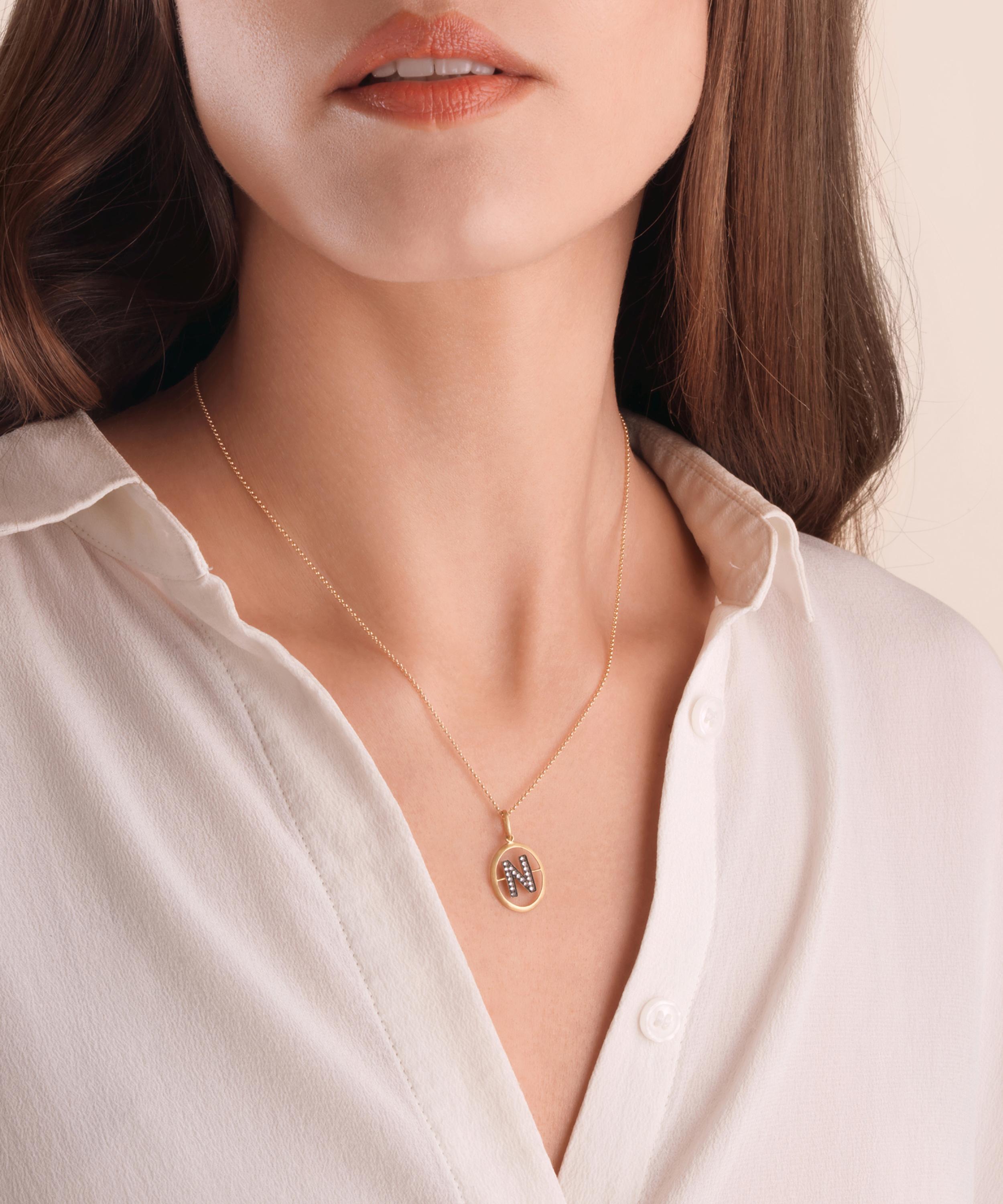 Annoushka Yellow Gold And Diamond Initial N Pendant In Gold