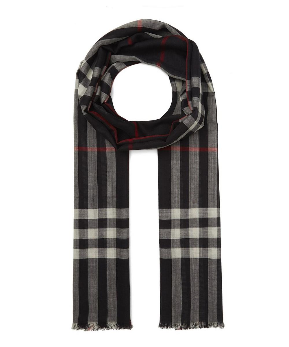 Burberry Gauze Giant Check Scarf In Black
