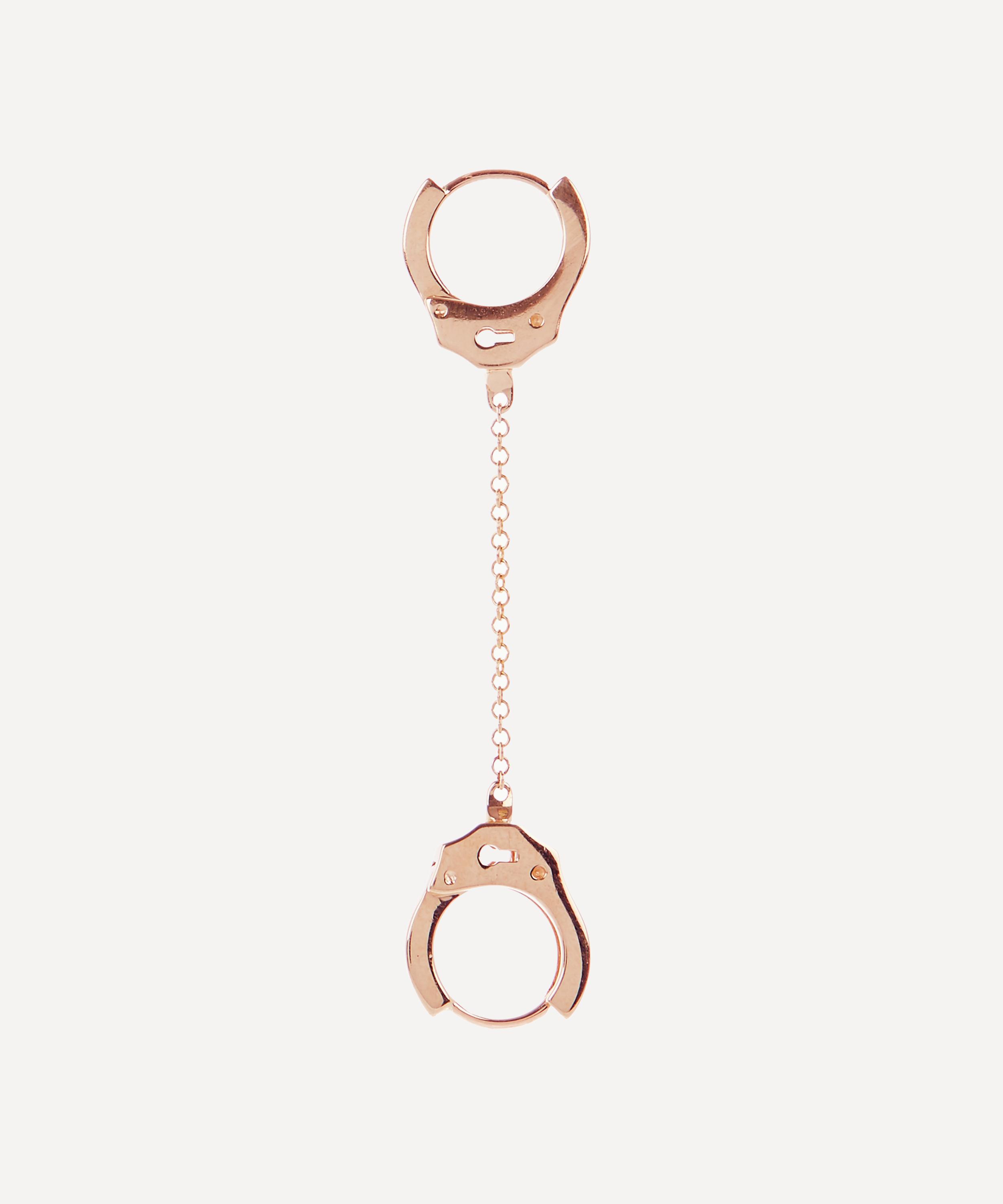 MARIA TASH MARIA TASH 14CT 8MM HANDCUFF HOOP EARRING WITH MEDIUM CHAIN 000608806