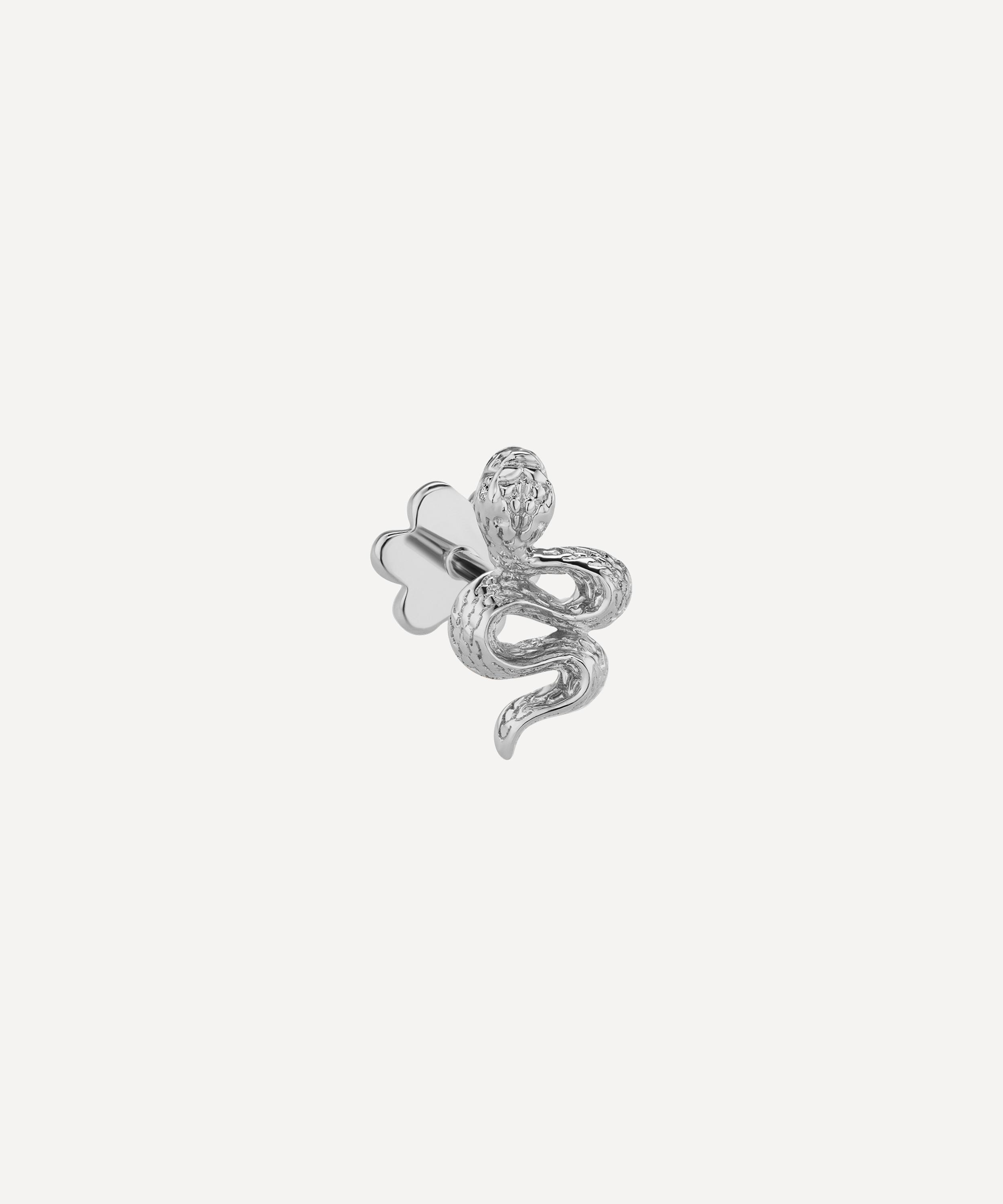 Maria Tash Large Engraved Diamond Snake Threaded Stud Earring Left