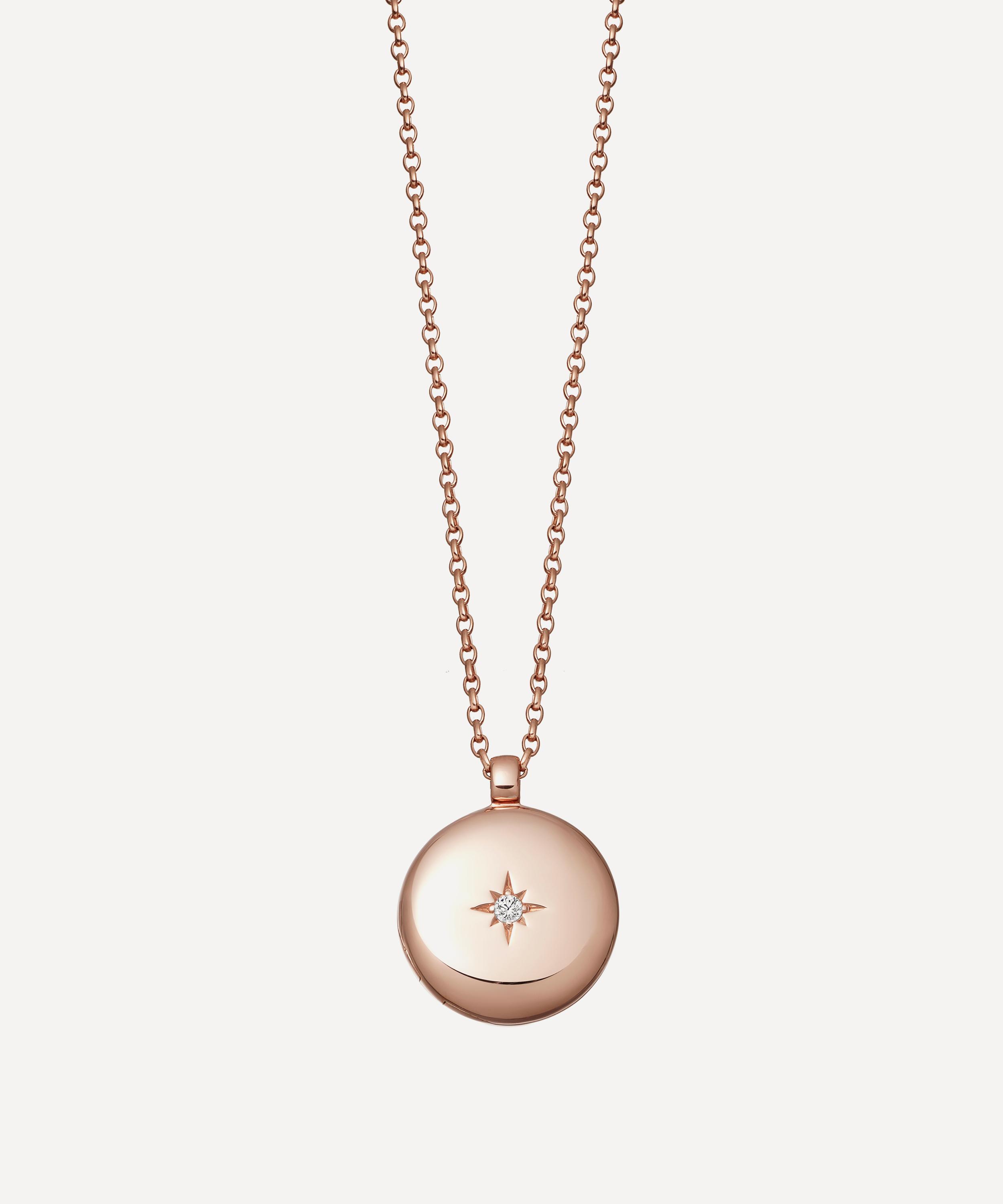 ASTLEY CLARKE ASTLEY CLARKE ROSE GOLD PLATED VERMEIL SILVER CONTEMPORARY SAPPHIRE MEDIUM ASTLEY LOCKET NECKLACE 000610886
