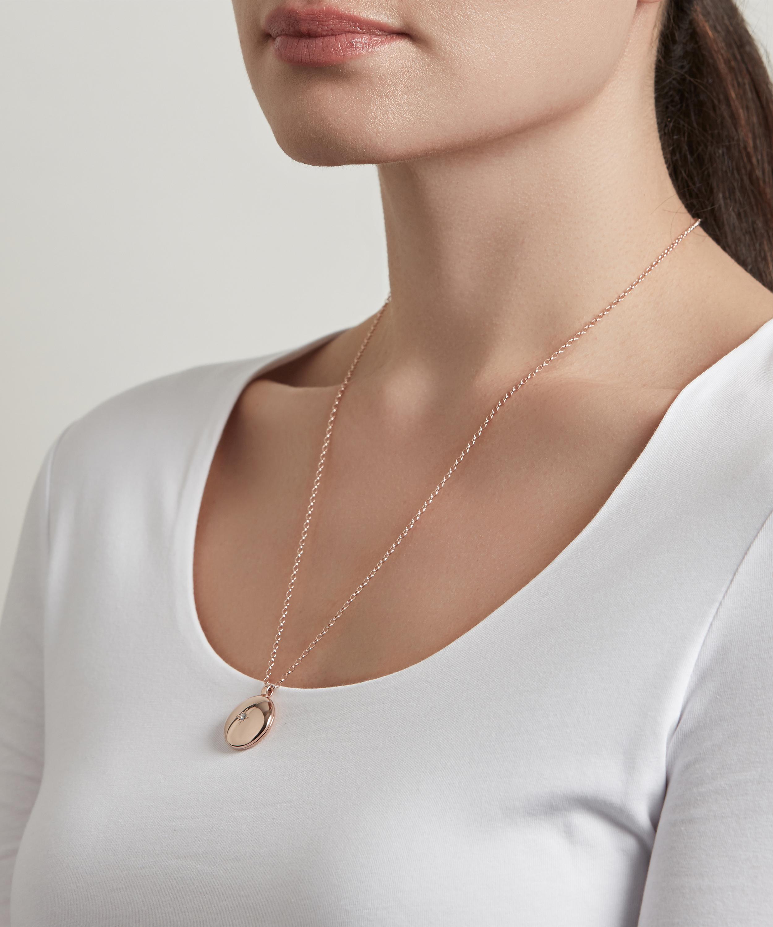ASTLEY CLARKE ASTLEY CLARKE ROSE GOLD PLATED VERMEIL SILVER CONTEMPORARY SAPPHIRE MEDIUM ASTLEY LOCKET NECKLACE 000610886