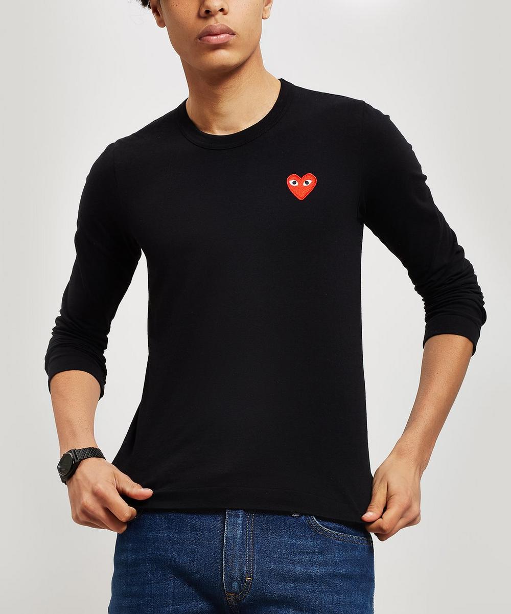 Comme Des Gars Play Heart Long Sleeve Cotton T-shirt In Black