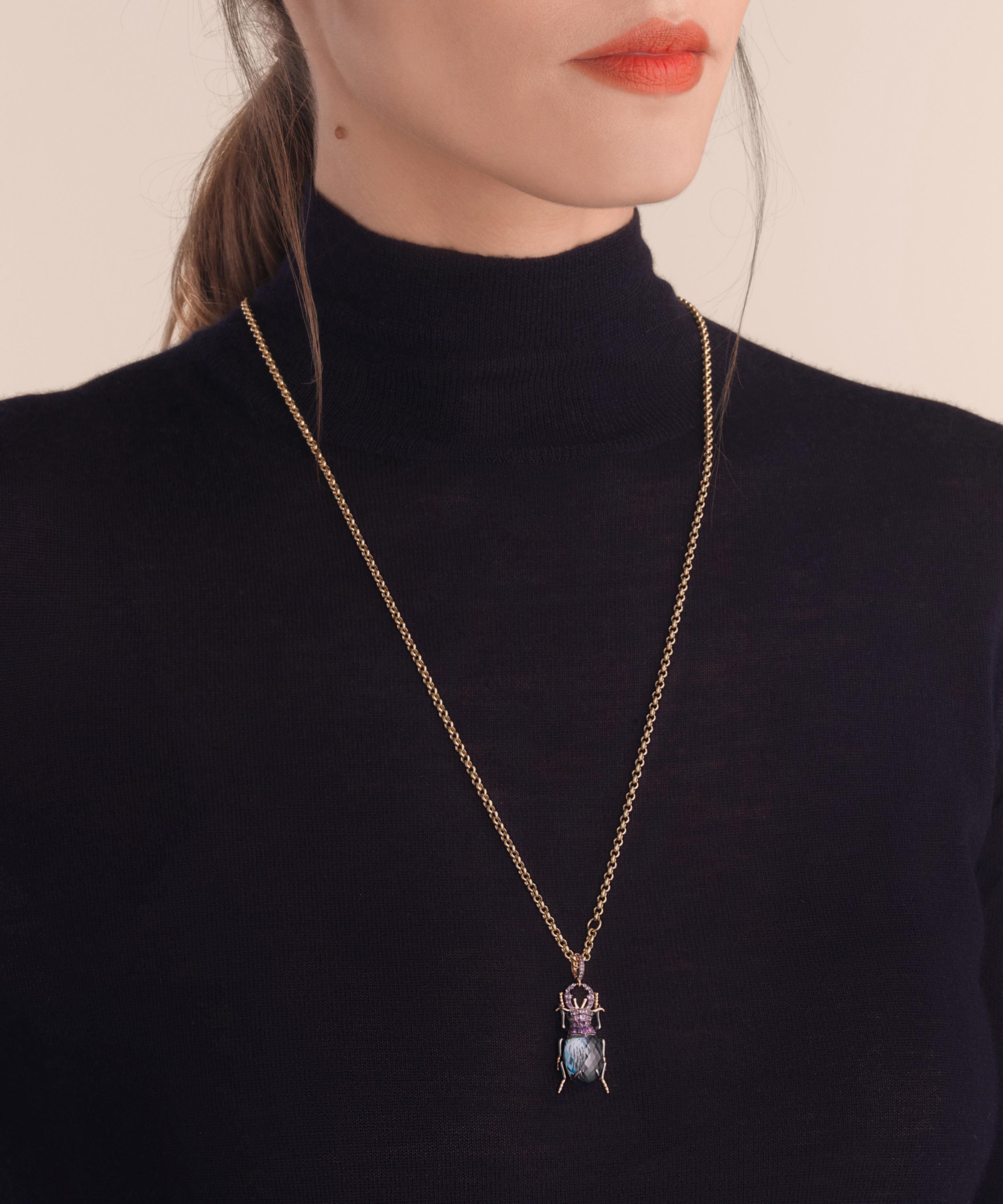 Annoushka 18ct Rose Gold Mythology Blue Topaz Beetle Charm