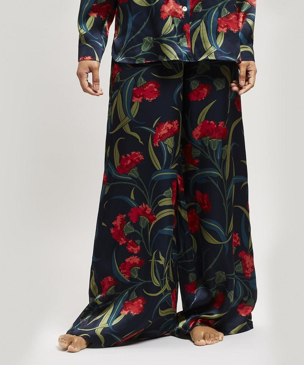 Liberty London Evelyn Silk Charmeuse Palazzo Pants In Navy