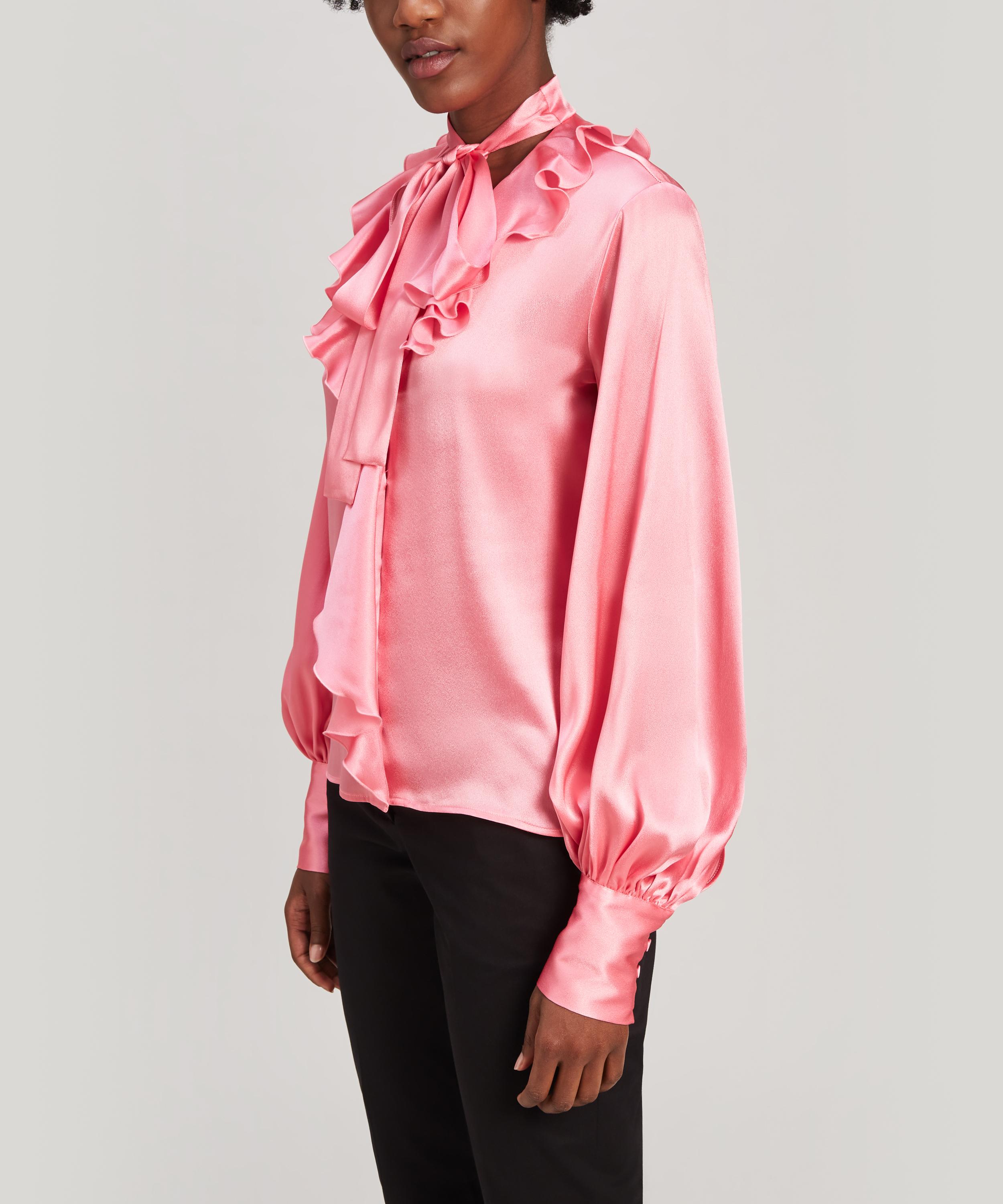 ruffle satin blouse