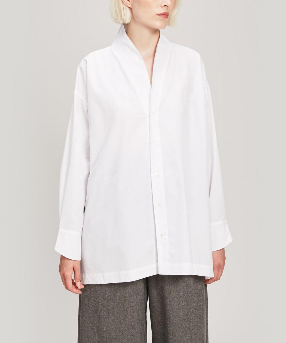 Slim A-Line V-Neck Cotton Shirt | Liberty London