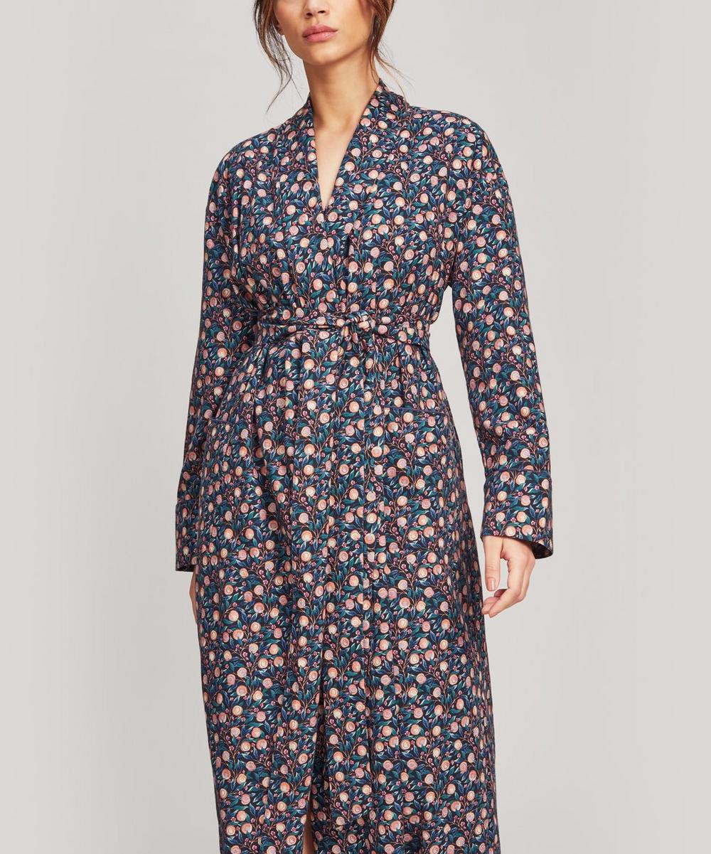 Liberty London Valencia Brushed Cotton Robe In Blue