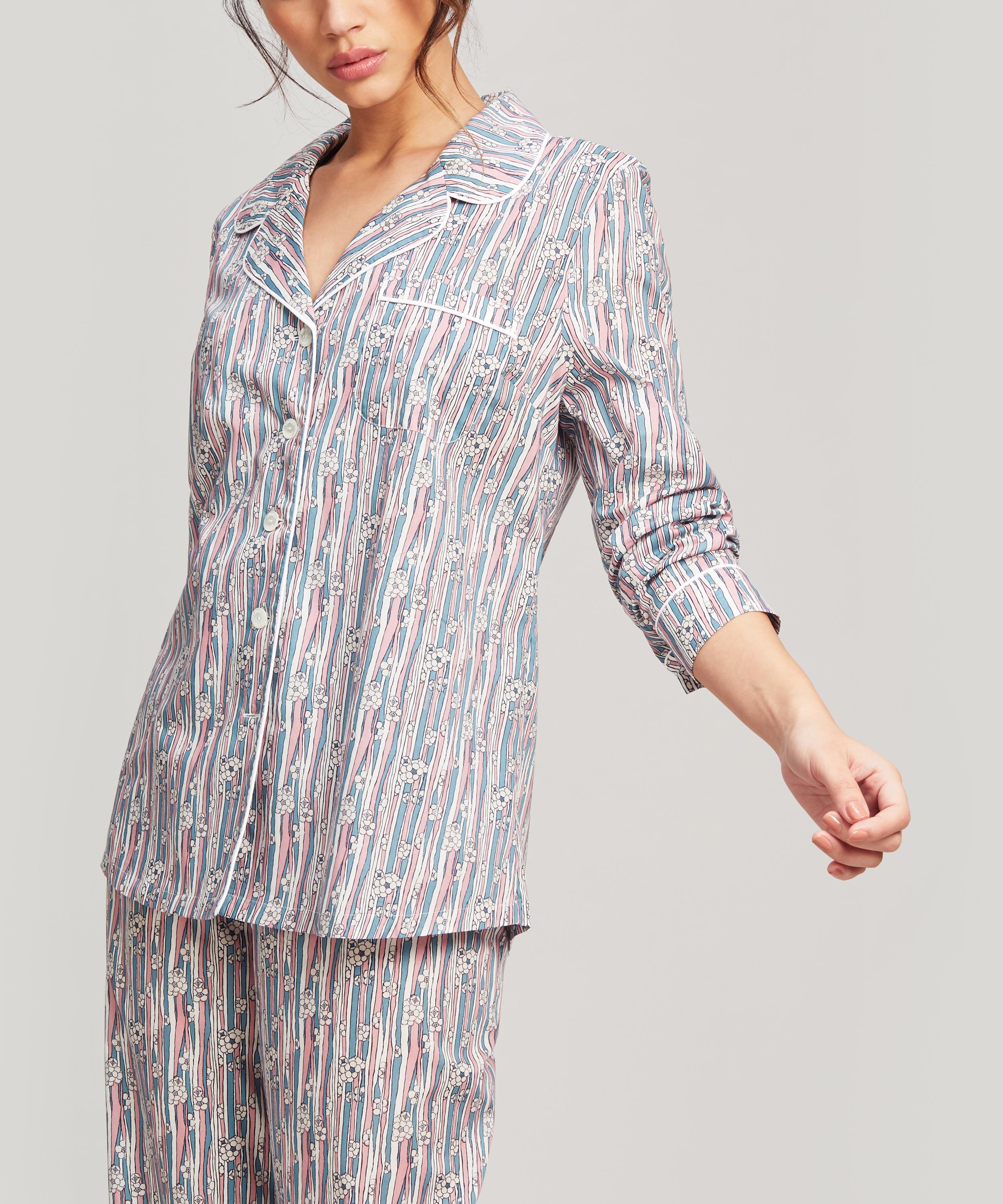 Liberty London £425 Black & Fuchsia Floral Print Silk Pyjama Set S main image 0