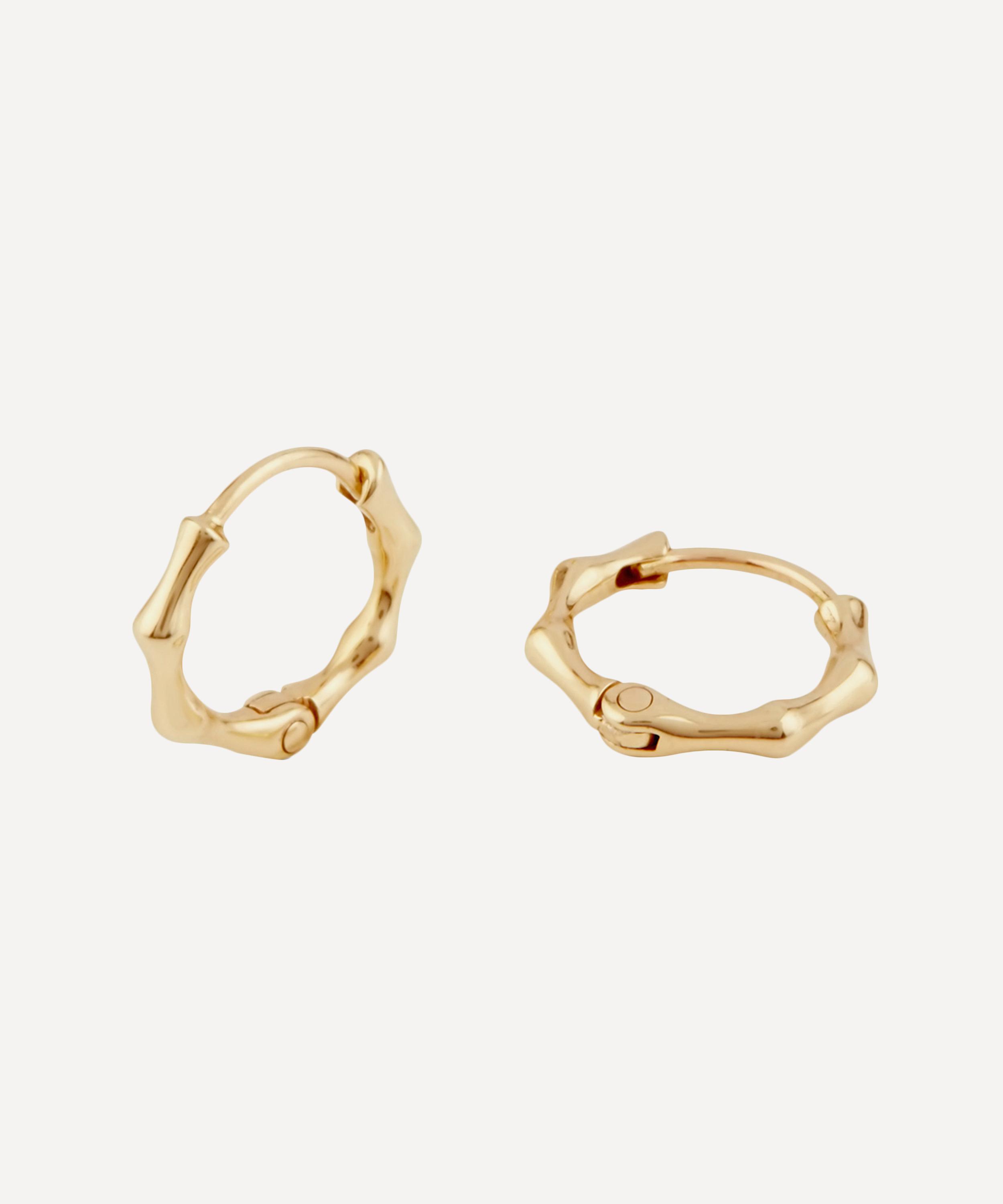 10ct Gold Bamboo Mini Hoop Earrings | Liberty London