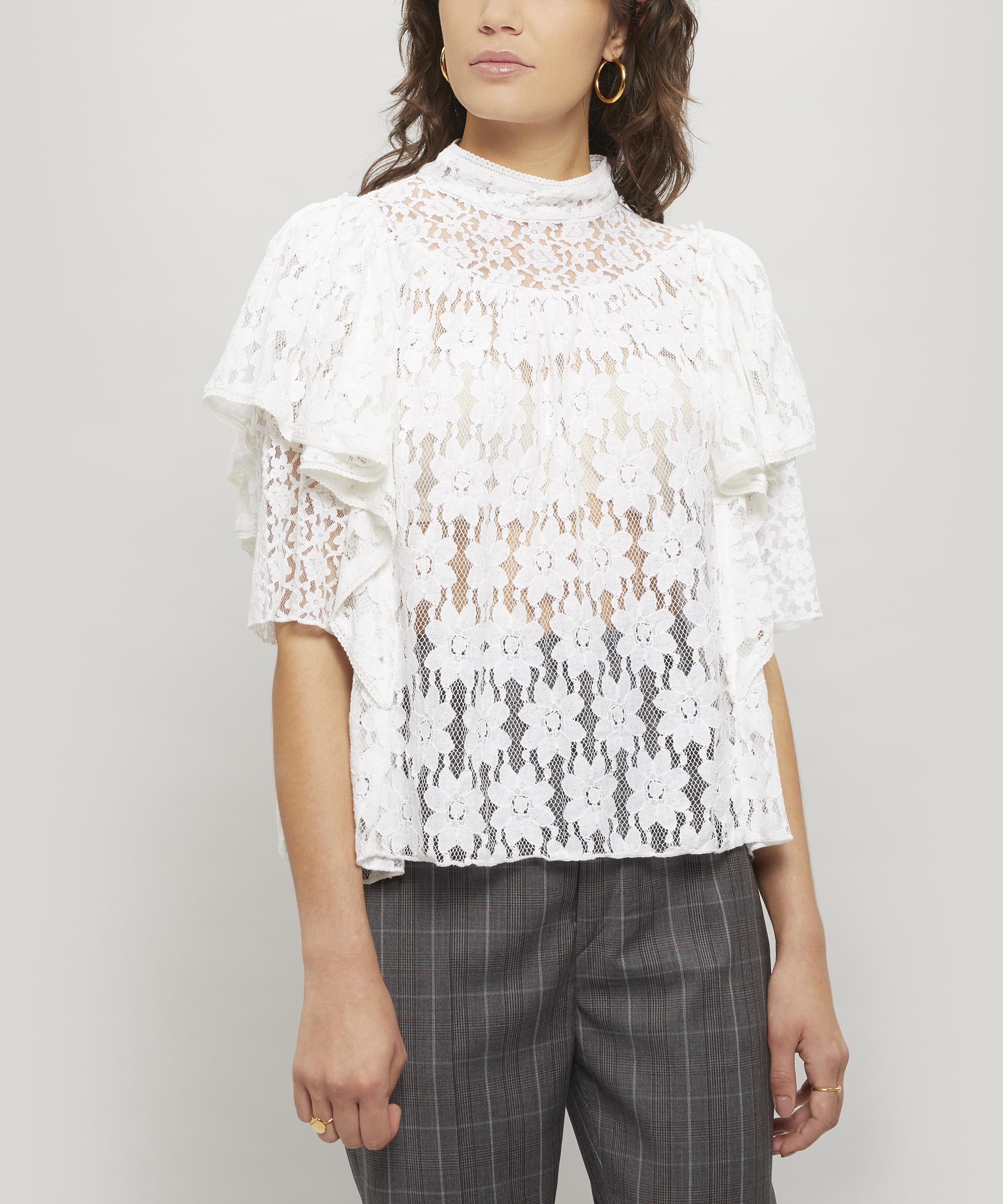 Isabel Marant Étoile Vetea Ruffled Lace Top In White | ModeSens