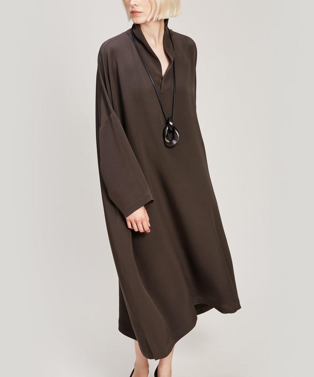 Eskandar Imperial Scrunch Silk Dress In Black | ModeSens