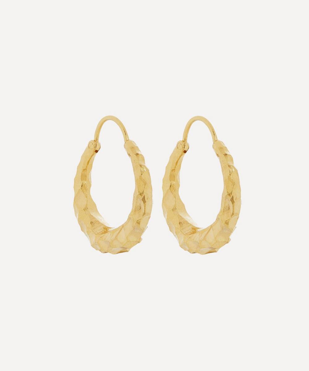 ALL BLUES GOLD PLATED VERMEIL SILVER FAT BABY SNAKE CARVED HOOP EARRINGS,000626697