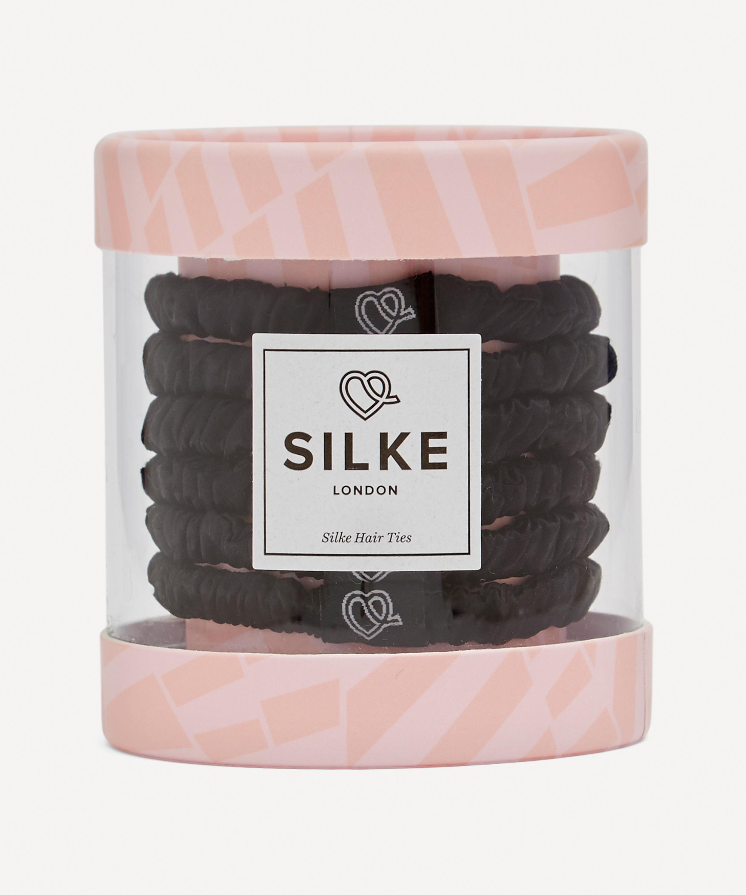 Silke London Cleopatra Silk Hair Ties Pack Of Six In Black Modesens