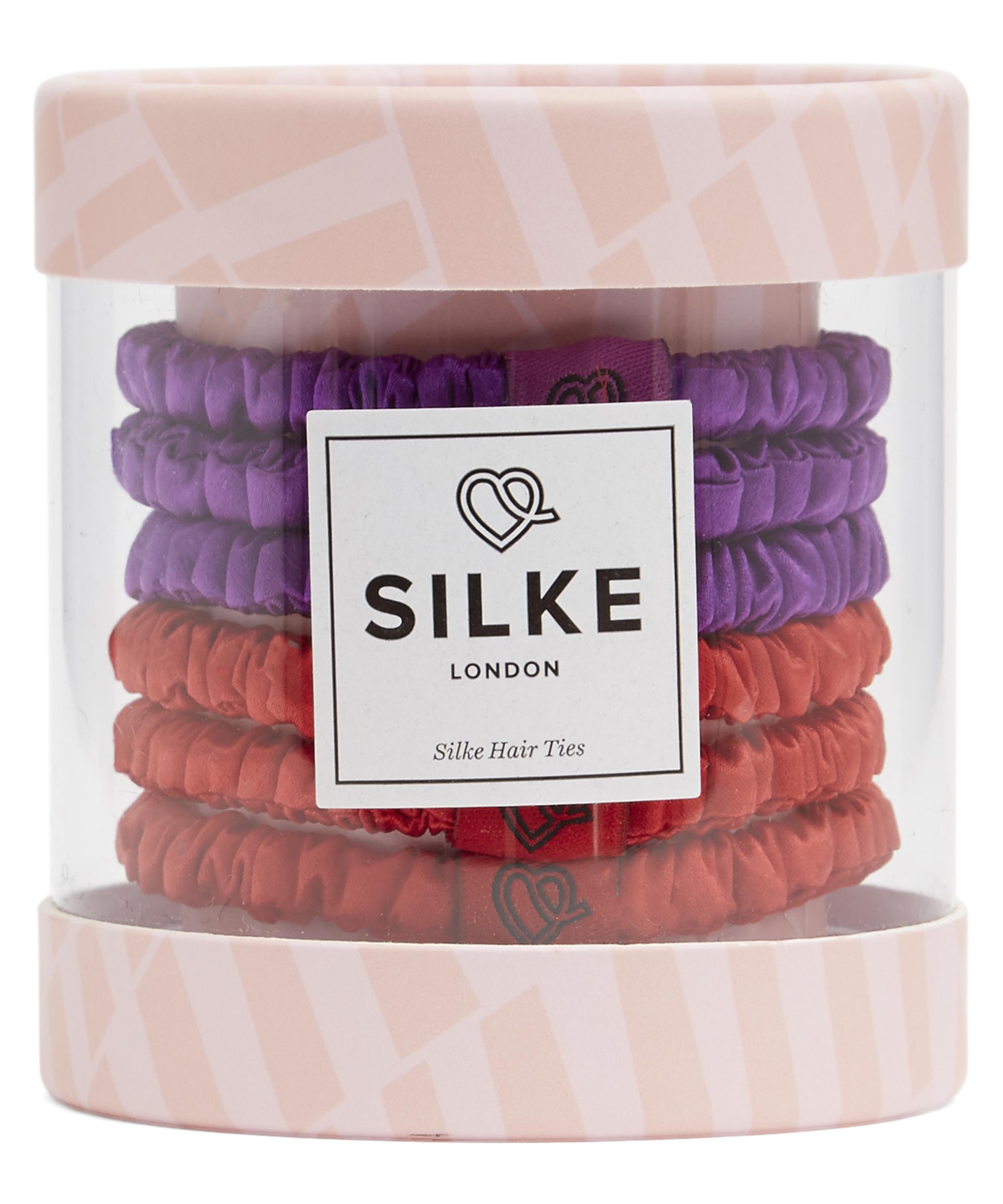 Silke London Silk Hair Ties Pack Of Six In Red And Purple ModeSens