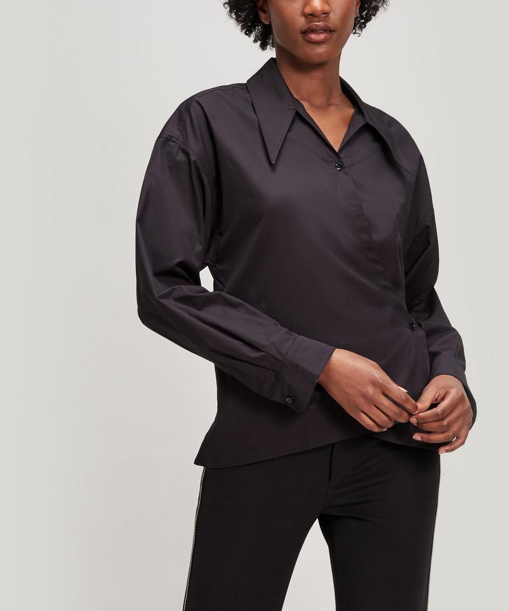 Lemaire Point Collar Twisted Shirt In Blue Black