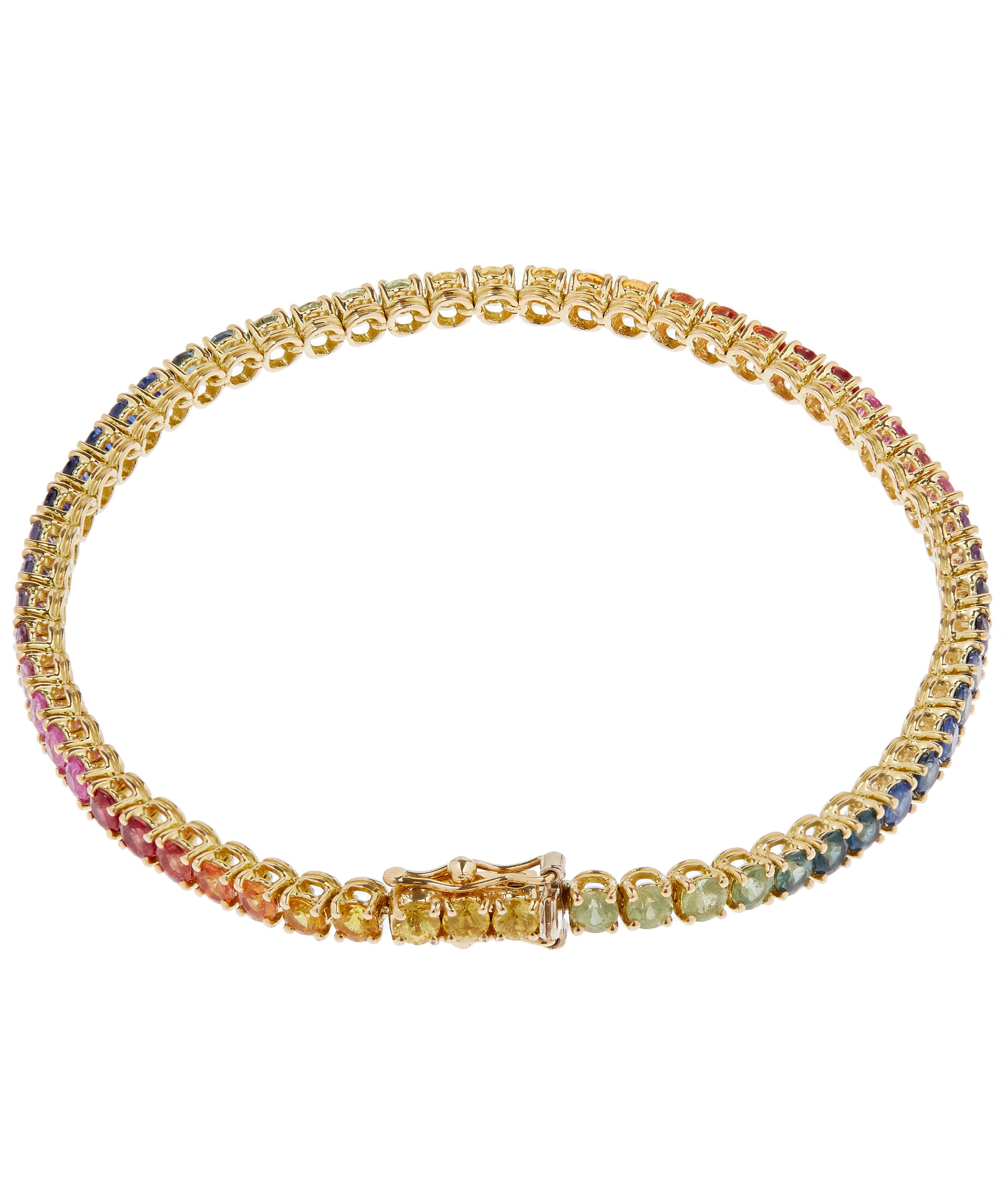 Gold Rainbow Sapphire Tennis Bracelet Liberty