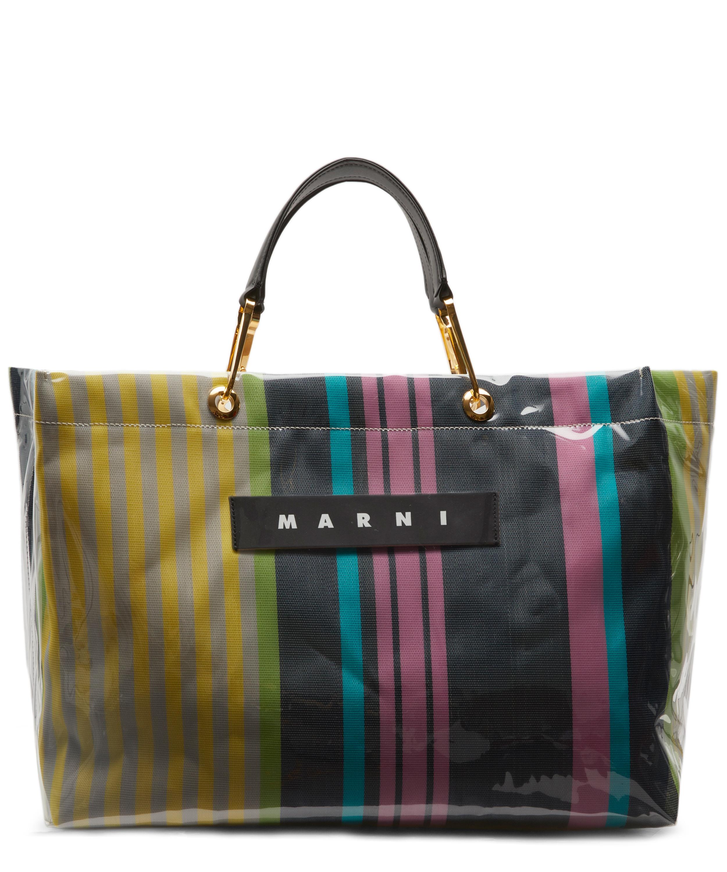 Download Marni Glossy Grip Large Striped Shopping Bag In White | ModeSens