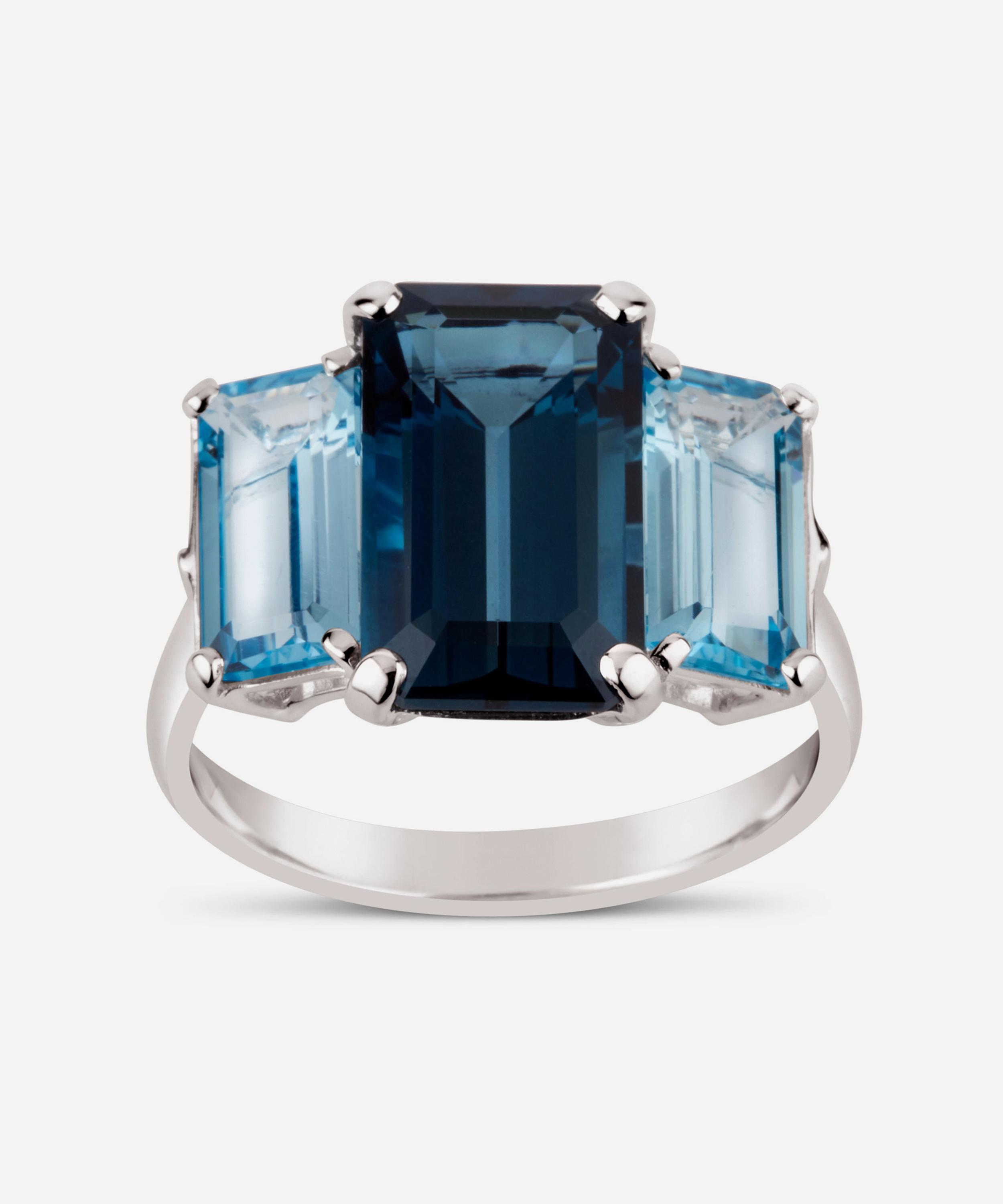 Dinny Hall Silver Trinny Trilogy Blue Topaz Ring Luxury