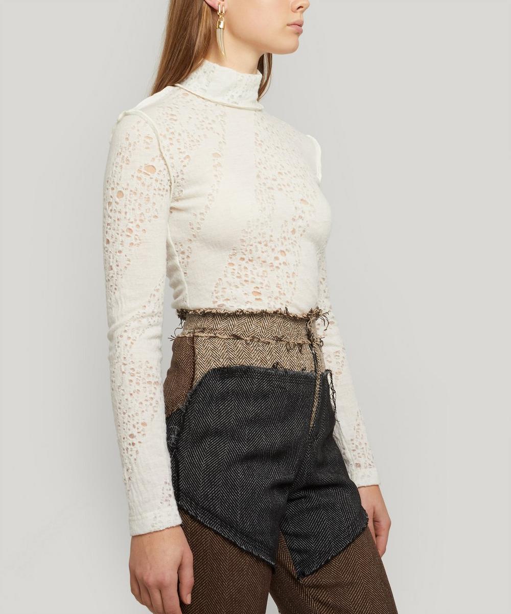 Asai Textured Wool-blend Roll-neck Top In White