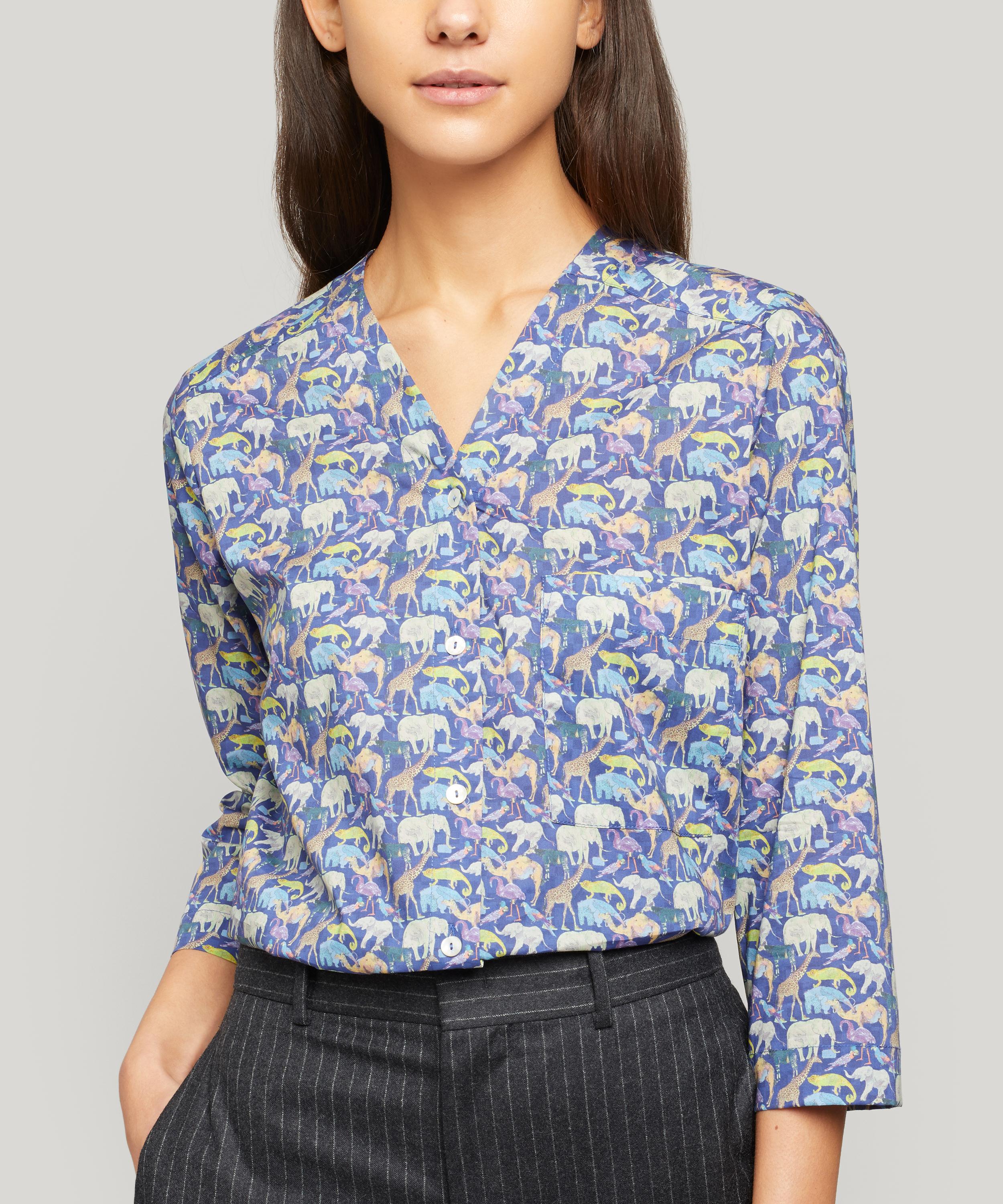 LIBERTY LONDON QUEUE FOR THE ZOO TANA LAWN' COTTON HAYLEY SHIRT 000627641