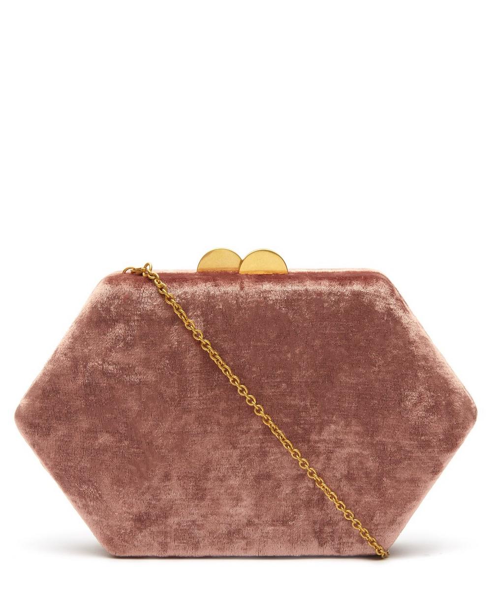 Kayu Sloane Velvet Clutch Bag In Dusty Rose