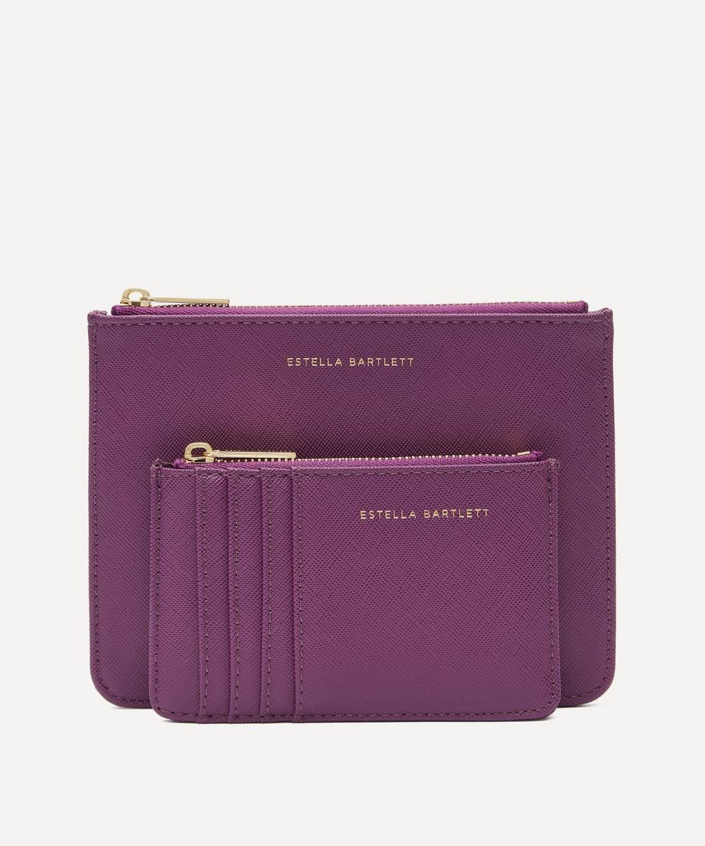 Estella Bartlett Faux Leather Medium Pouch And Card Purse Set In Purple