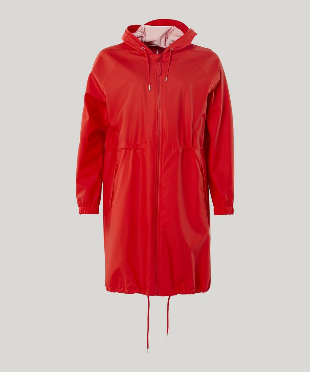 Rains Long Waterproof Jacket In Red