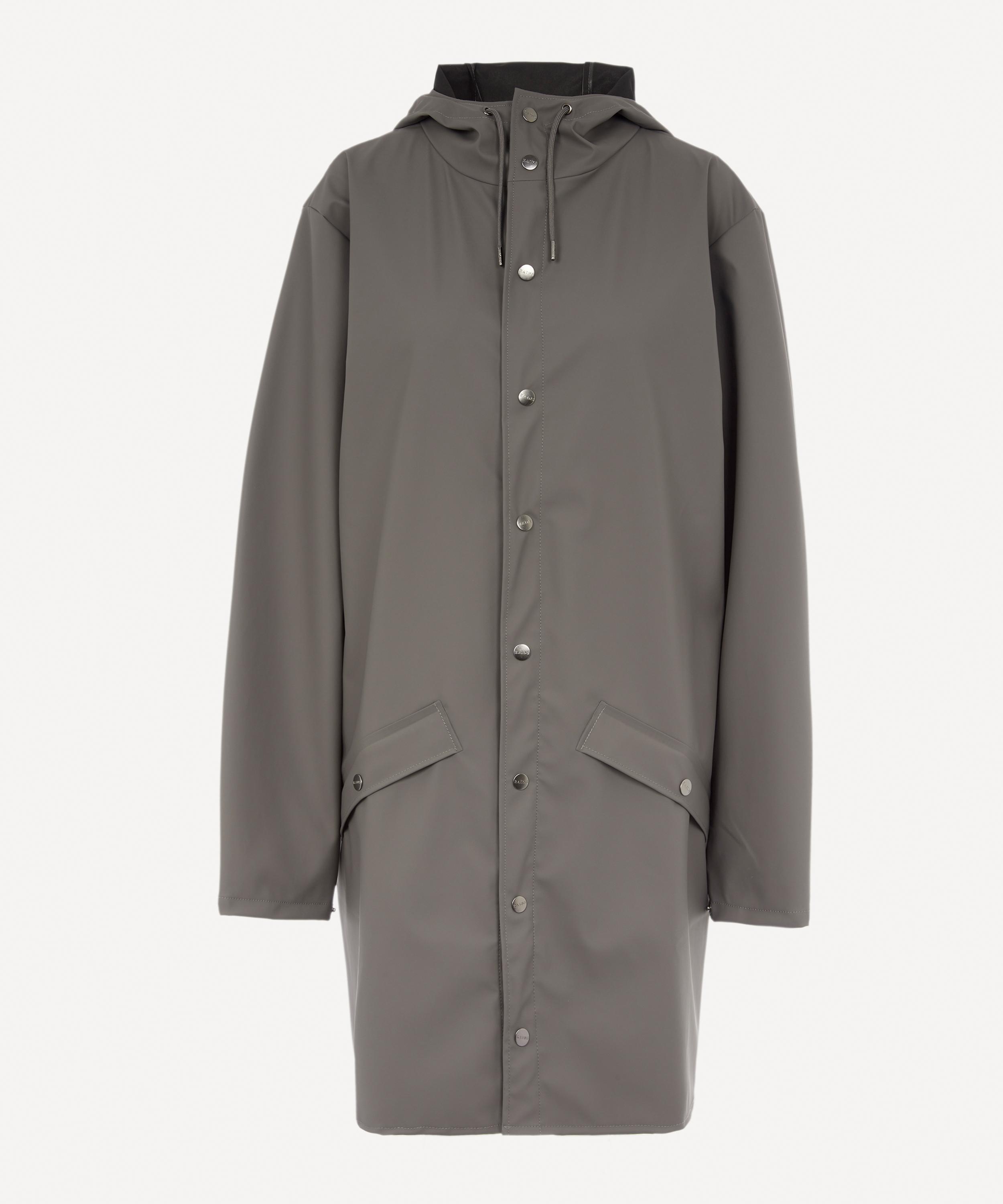 Rains Curve Waterproof Hooded Raincoat In Charcoal