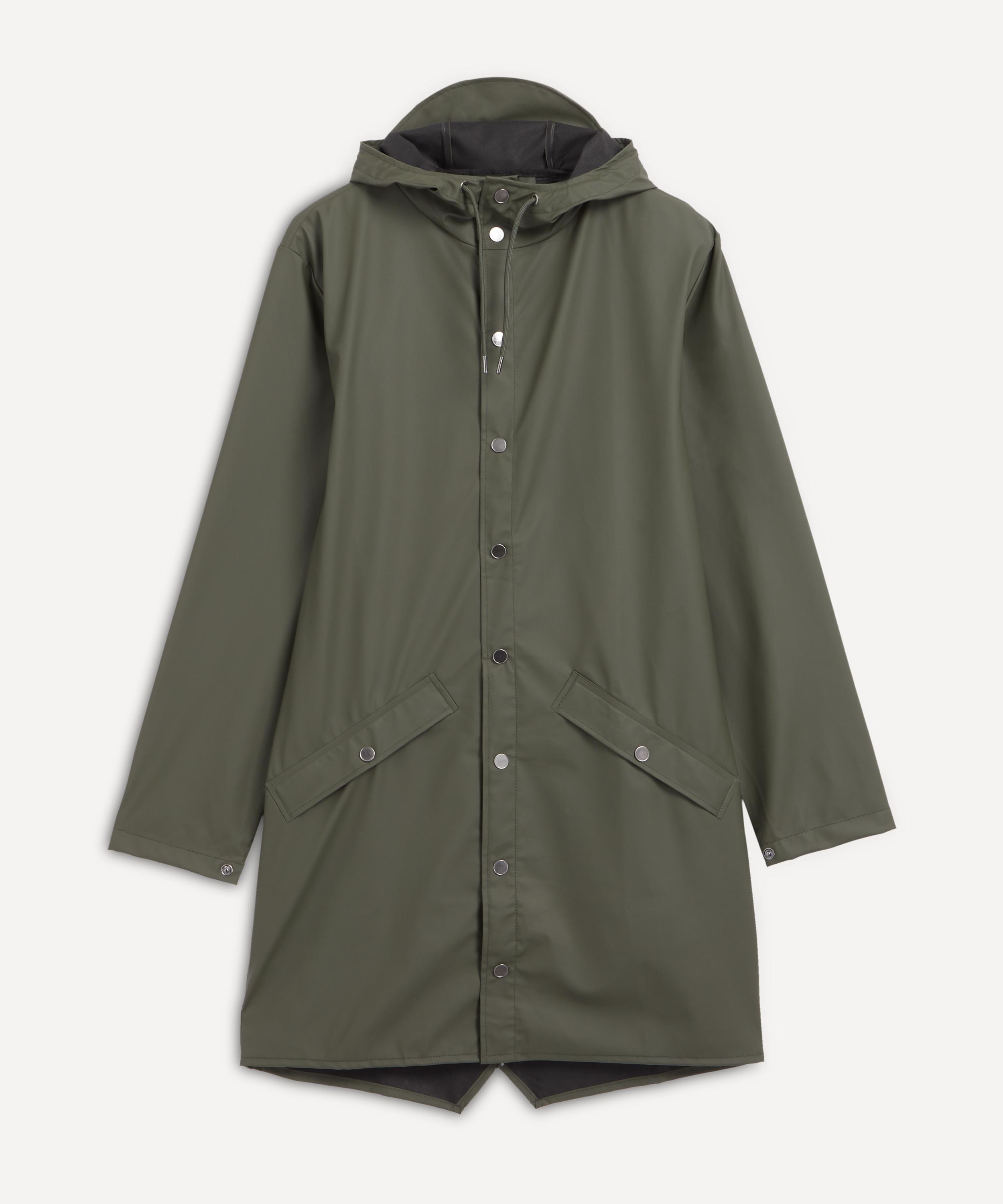 Rains Long Waterproof Jacket In Dark Green