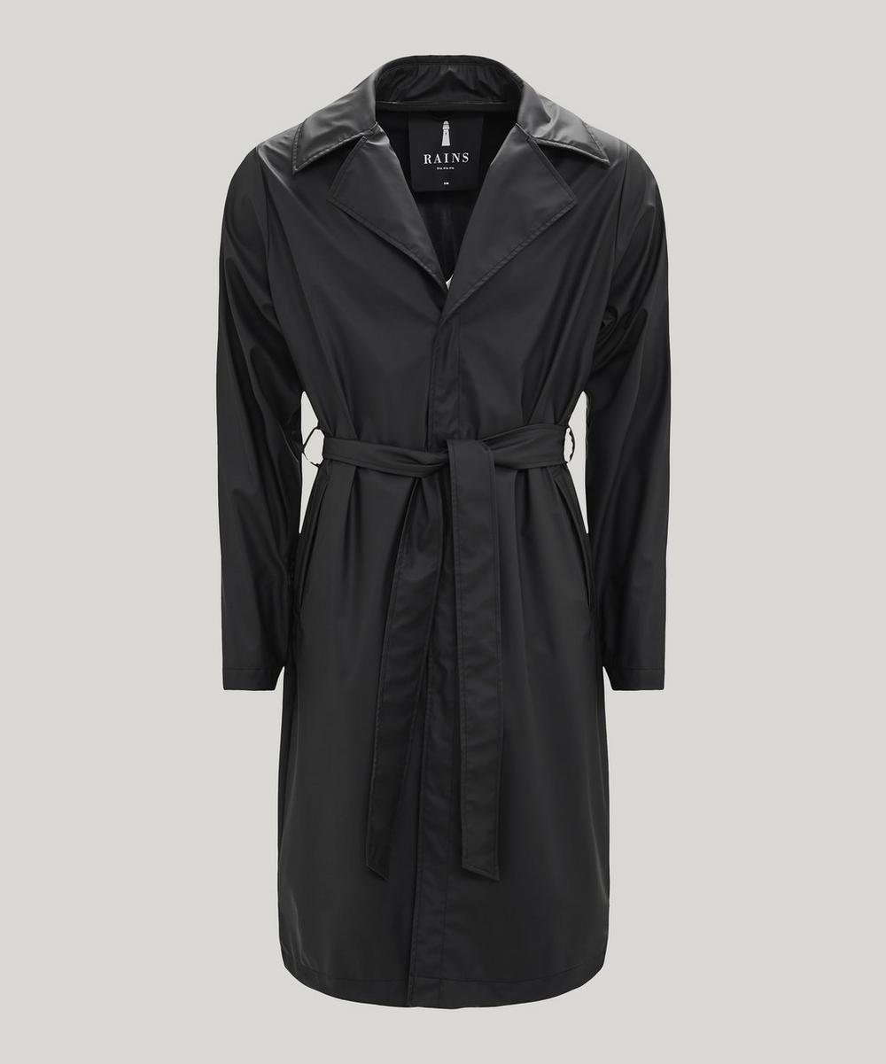 Rains Belted Waterproof Overcoat In Black