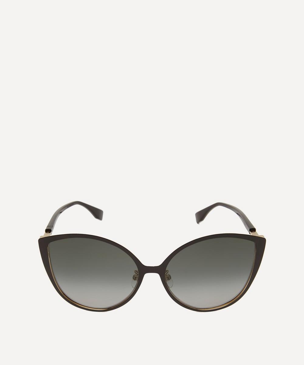 Fendi Oversized Cat-eye Metal And Optyl Sunglasses In Black