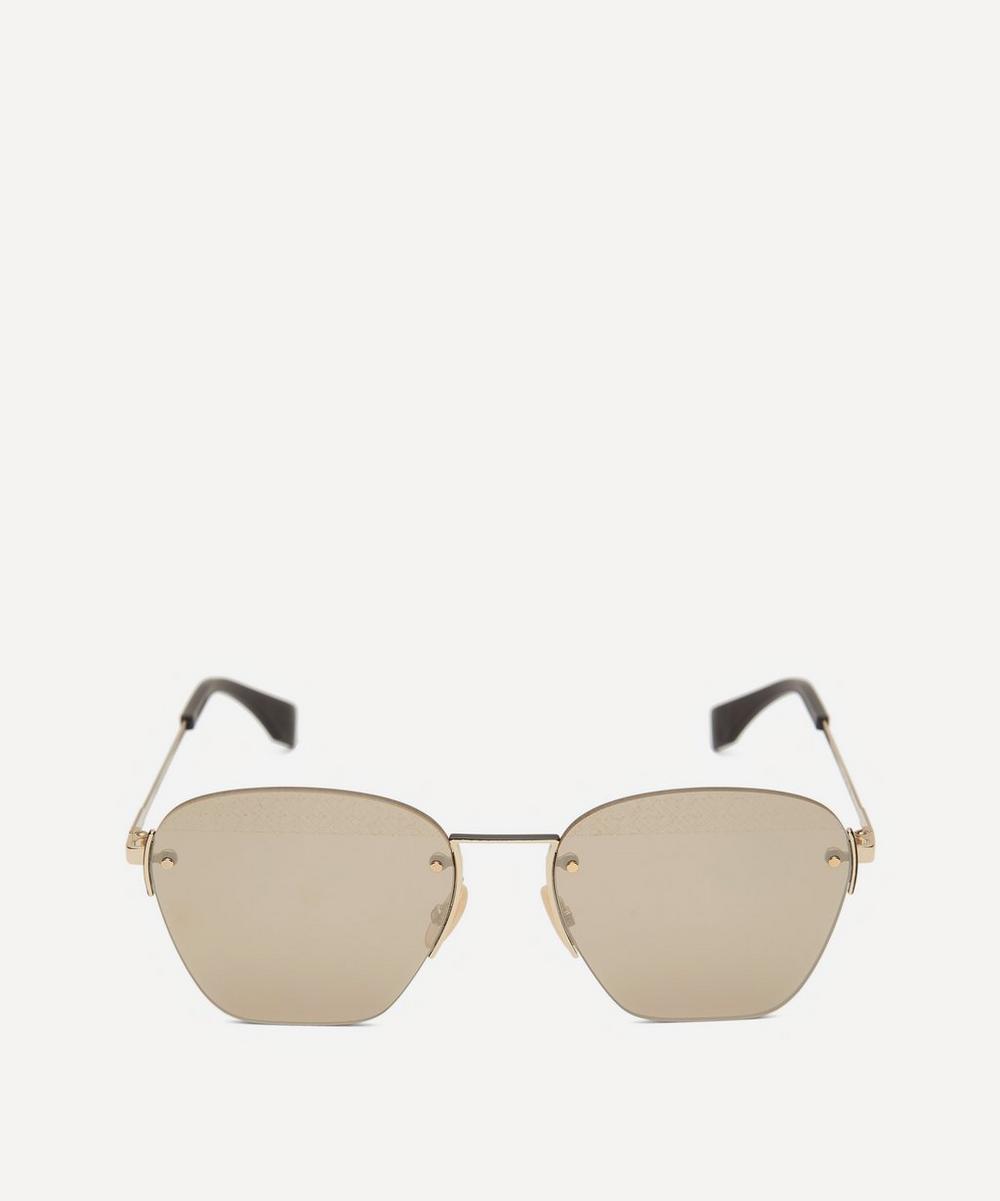Fendi Oval-frame Rimless Sunglasses In Gold