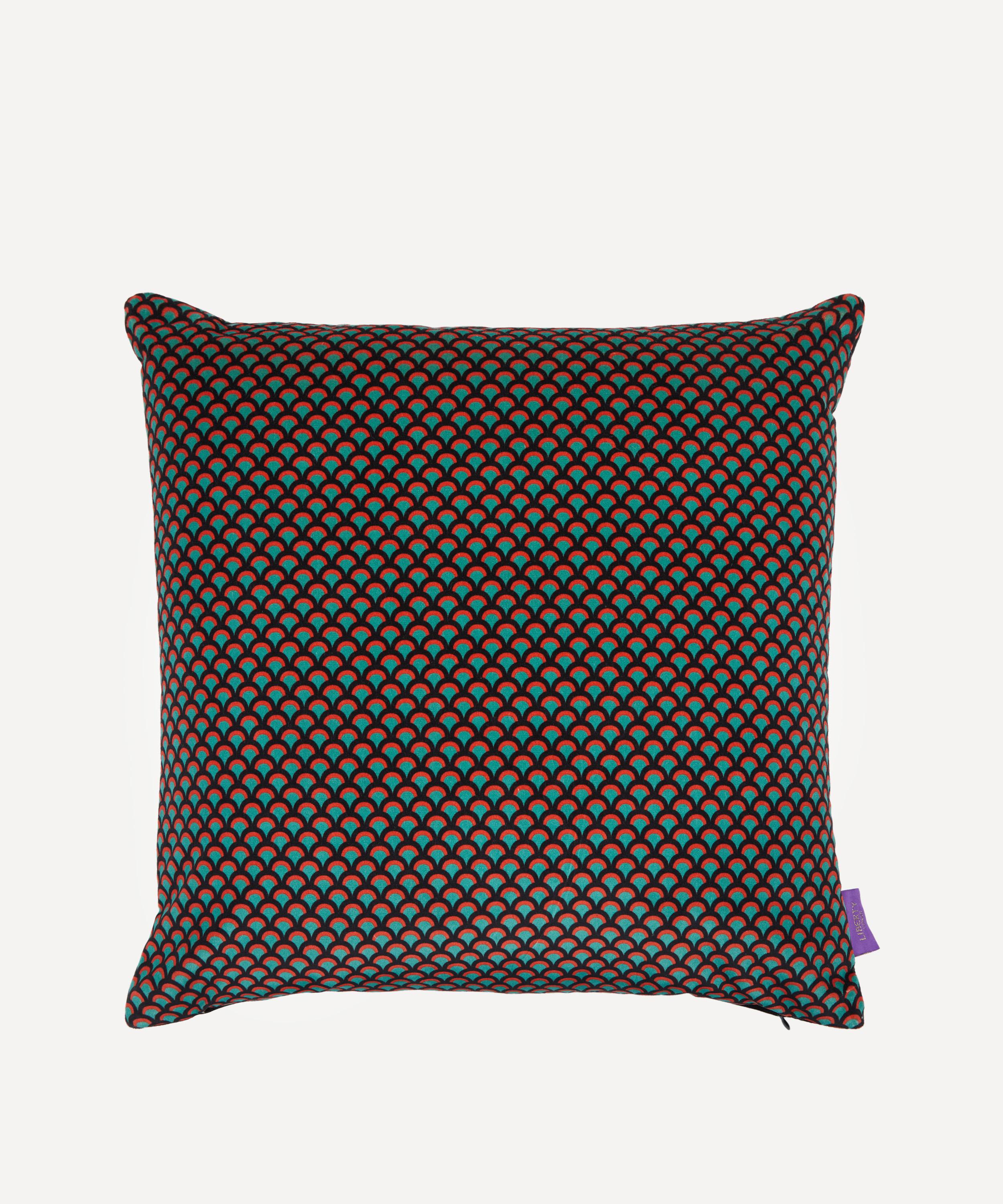 Shop Liberty Peacock Garden Square Velvet Cushion In Green