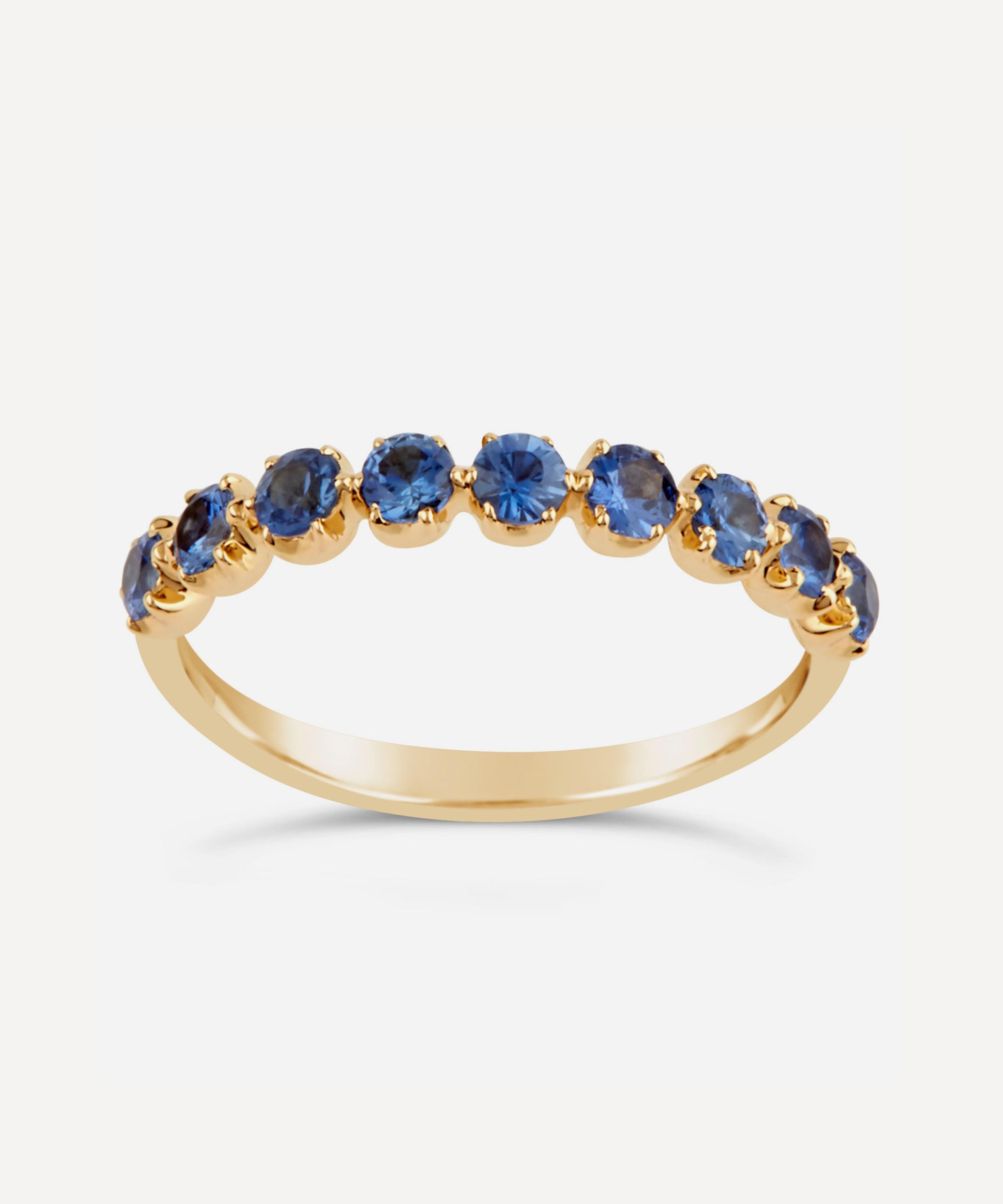 Dinny Hall Gold Elyhara Blue Sapphire Half Eternity Ring K Luxury Christmas Gift / Present