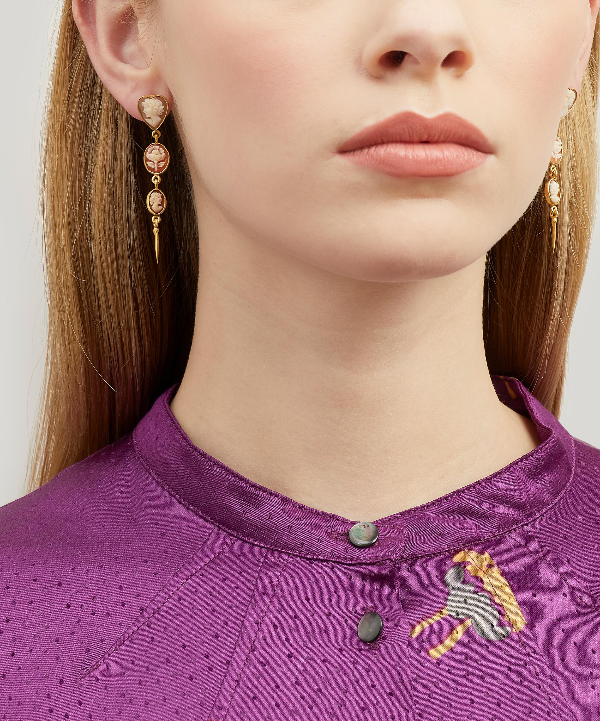 GRAINNE MORTON GRAINNE MORTON 18CT GOLD-PLATED THREE CAMEO DROP EARRINGS 000636537