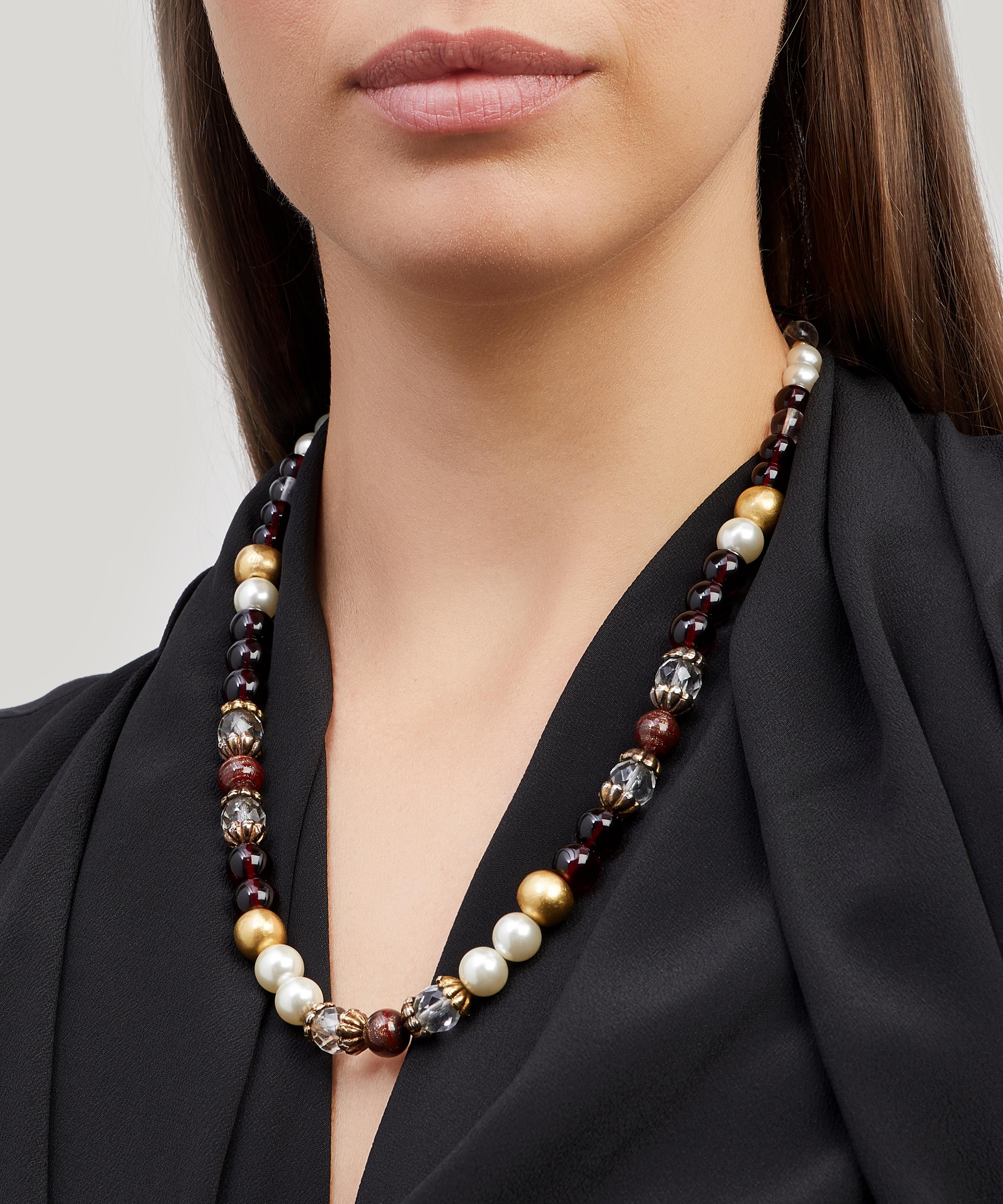 Shop Designer Vintage 1970s Faux Gemstone Beaded Necklace In Gold