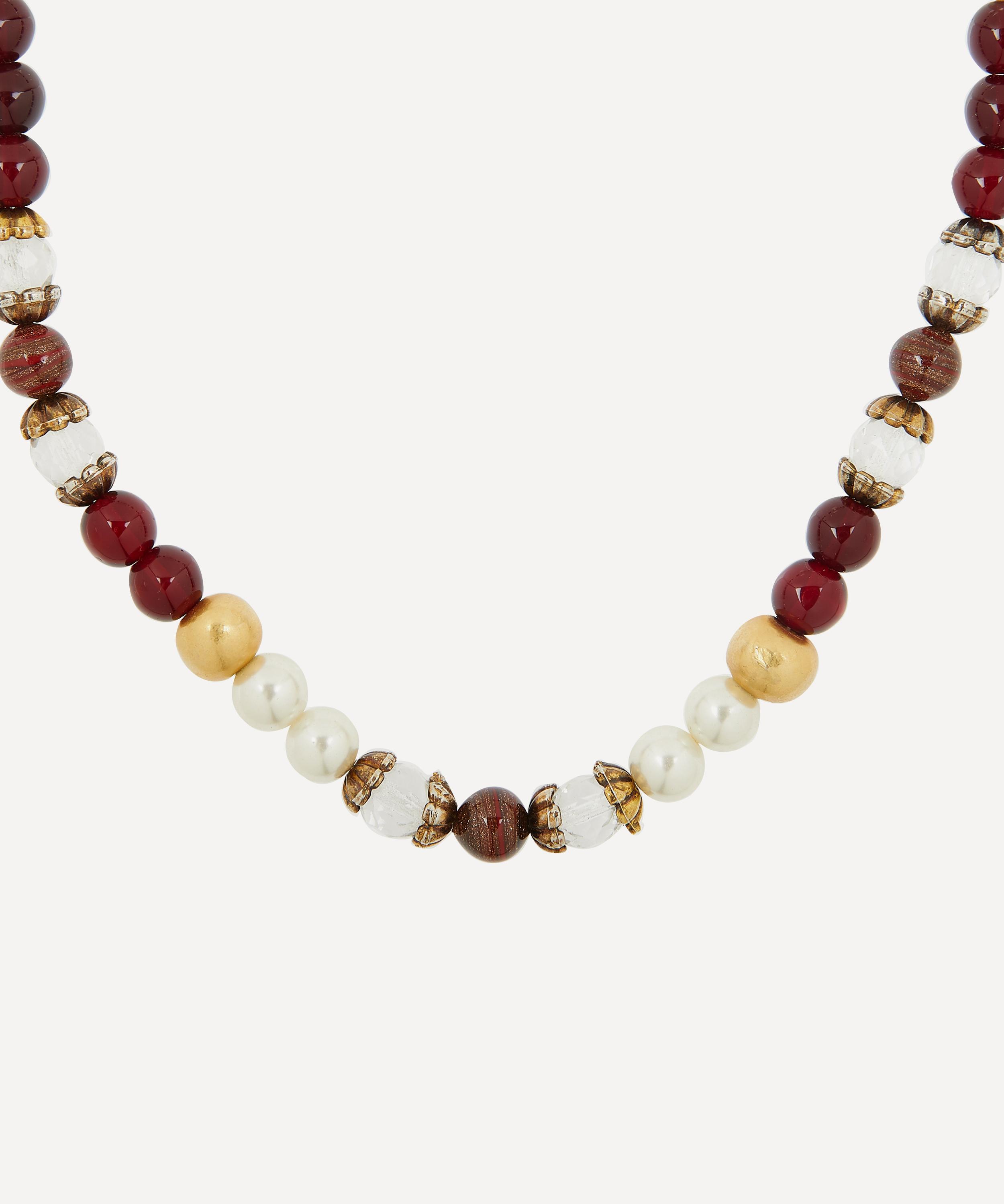 Shop Designer Vintage 1970s Faux Gemstone Beaded Necklace In Gold