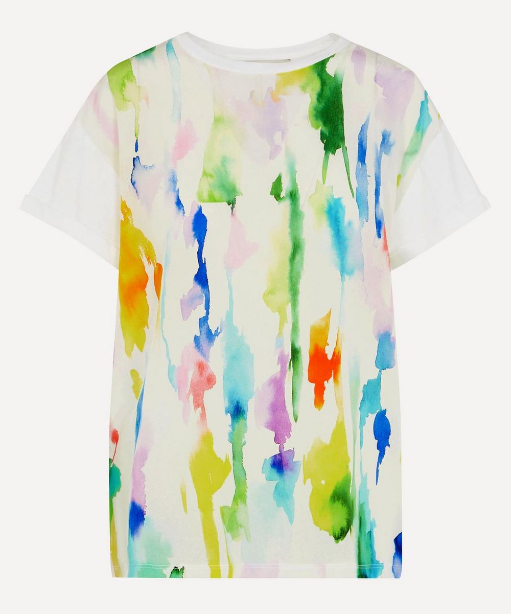 Etre Cecile Paint Print Silk Panel T-shirt In White